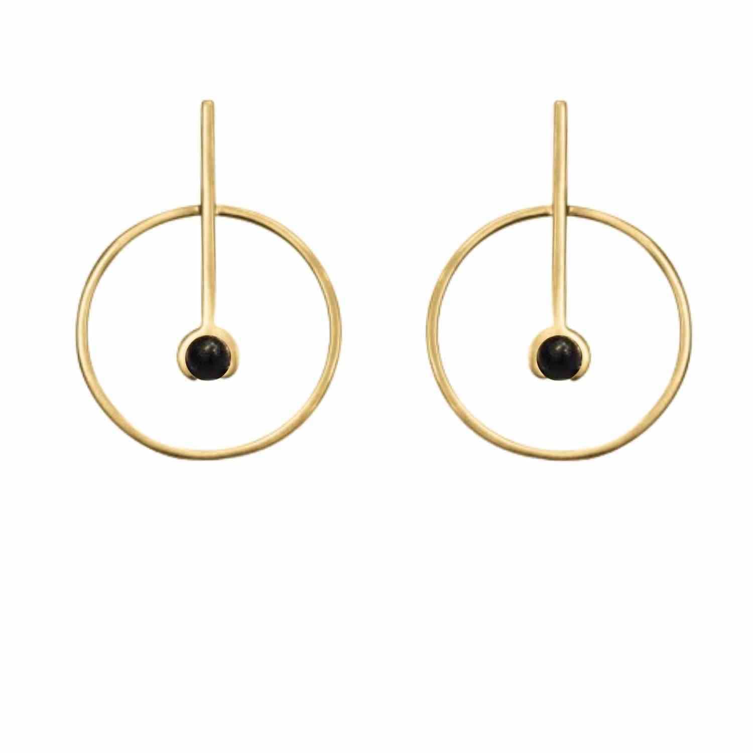 EVELYNE-M ATMOS | Source Black Onyx - Stud Earring - Gold