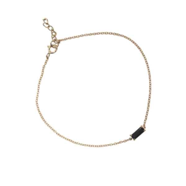 EVELYNE-M 16-18cm BAGUETTE | Black Onyx One - Bracelet - 18 Karat Gold