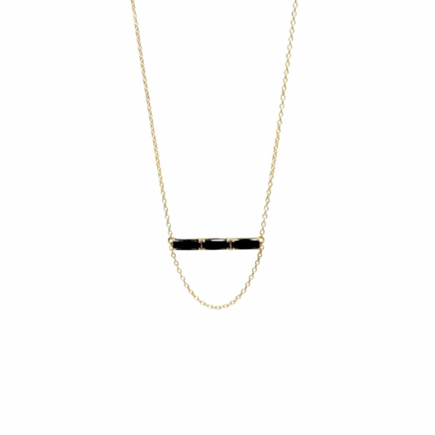 EVELYNE-M 50-55cm BAGUETTE | Black Onyx Three - Necklace - 18 Karat Gold