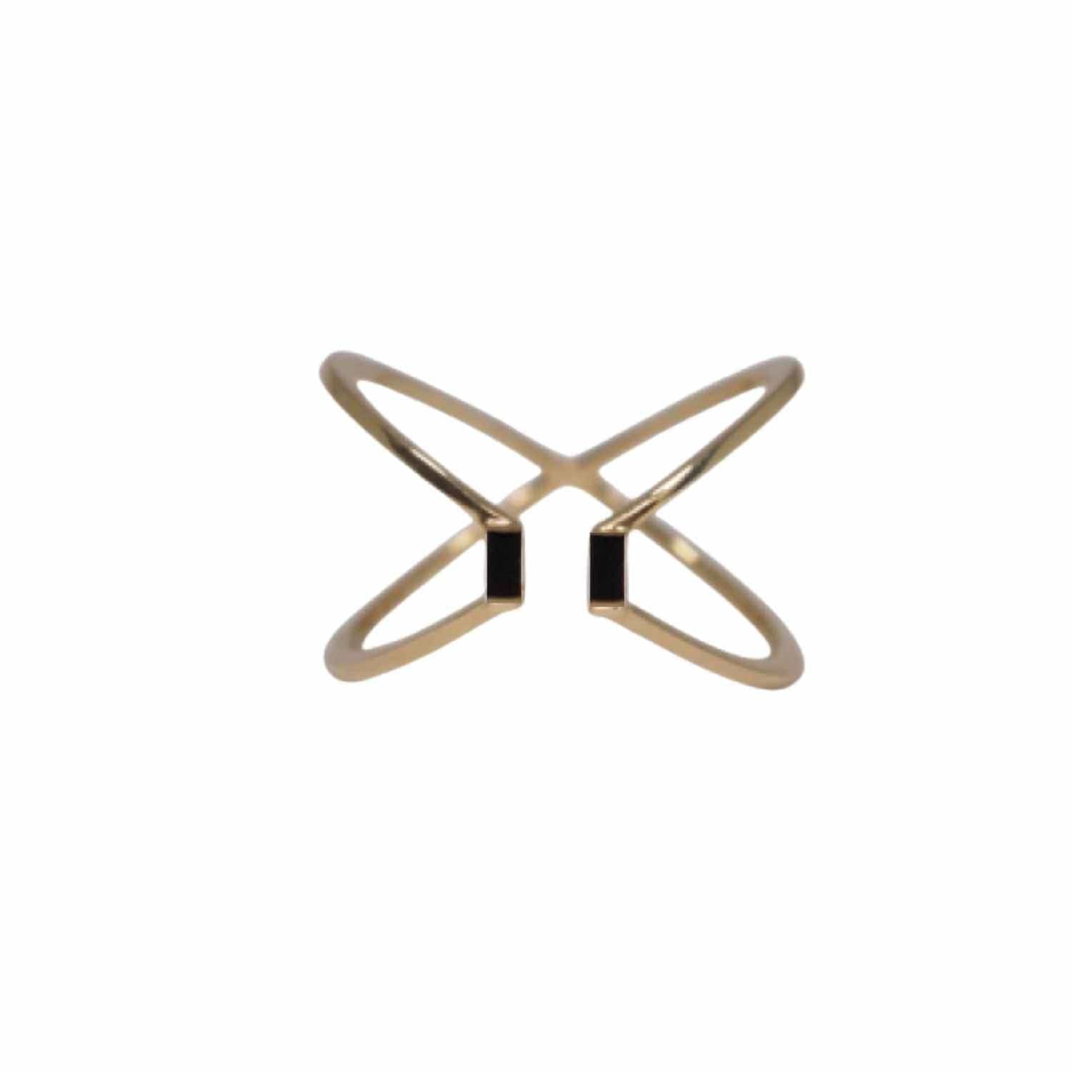 EVELYNE-M BAGUETTE | Black Onyx X - Ring - 18 Karat Gold