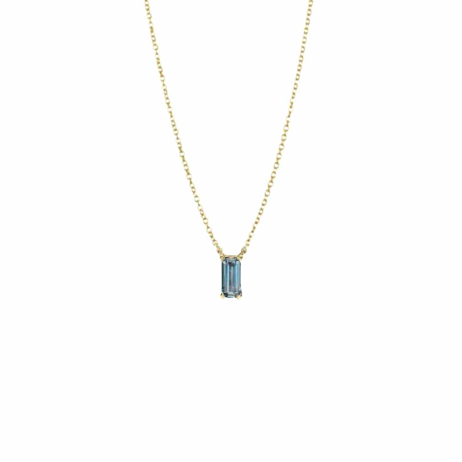 EVELYNE-M 43-48cm BAGUETTE | Dark Teal Sapphire - Necklace - 18 Karat Gold (LIMITED EDITION)