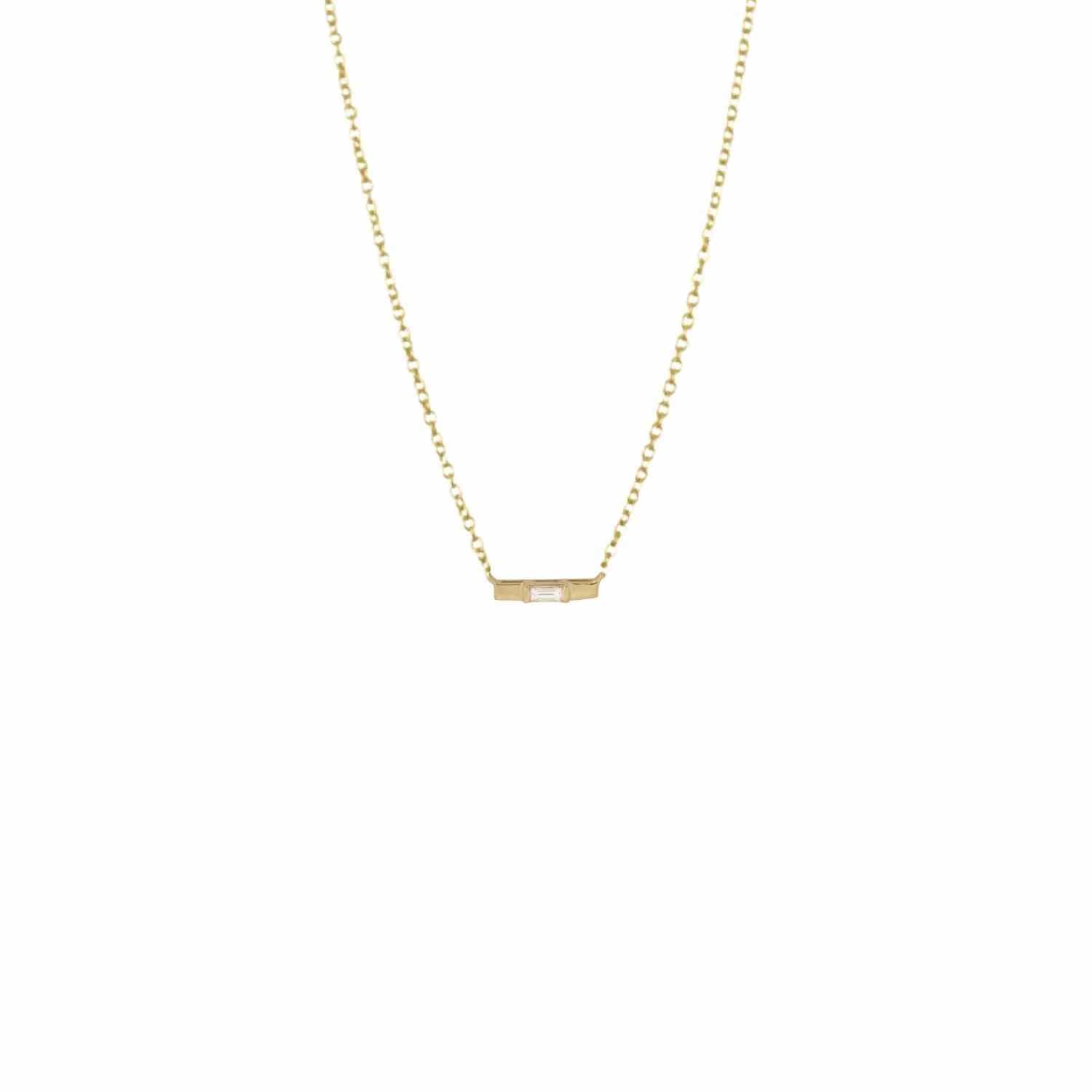 EVELYNE-M 40-45cm BAGUETTE | Diamond White - Necklace - 18 Karat Gold