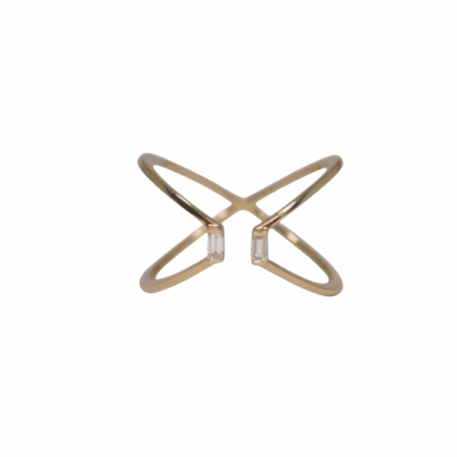 EVELYNE-M BAGUETTE | Diamond X - Ring - 18 Karat Gold
