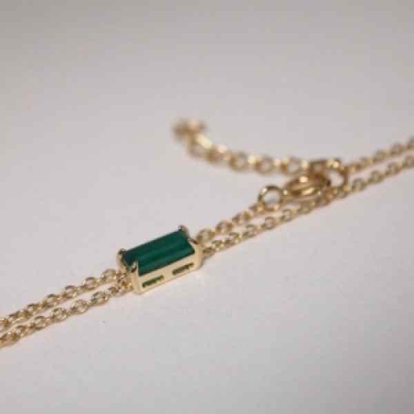 EVELYNE-M 16-18cm BAGUETTE | Green Onyx One - Bracelet - 18 Karat Gold