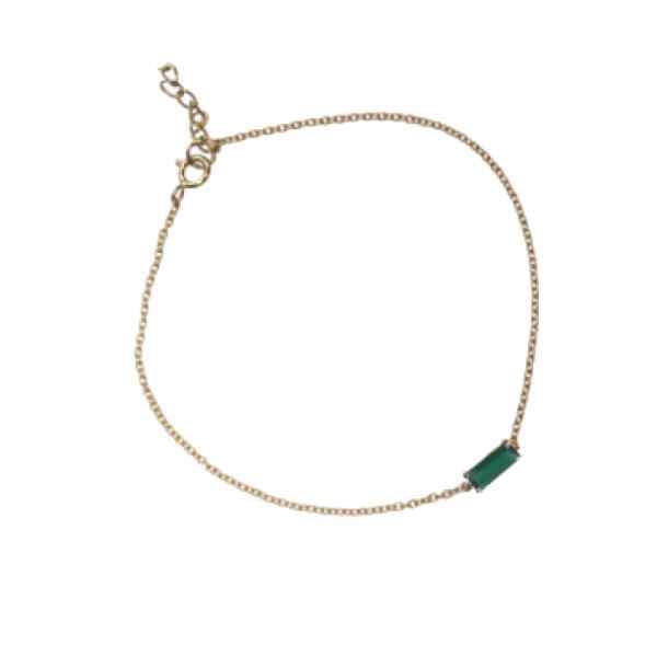 EVELYNE-M 16-18cm BAGUETTE | Green Onyx One - Bracelet - 18 Karat Gold