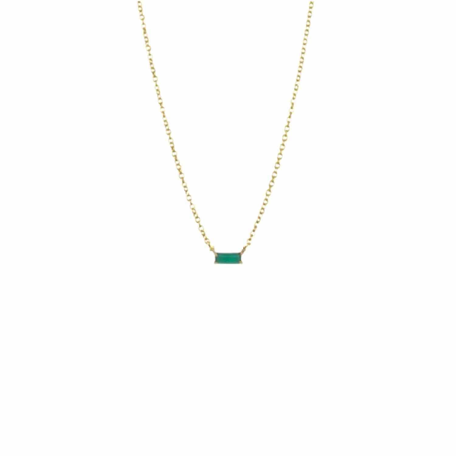 EVELYNE-M 40-45cm BAGUETTE | Green Onyx One - Necklace - 18 Karat Gold