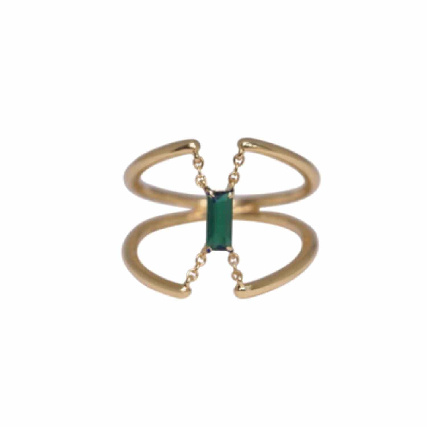EVELYNE-M BAGUETTE | Green Onyx Trapeze - Ring - 18 Karat Gold
