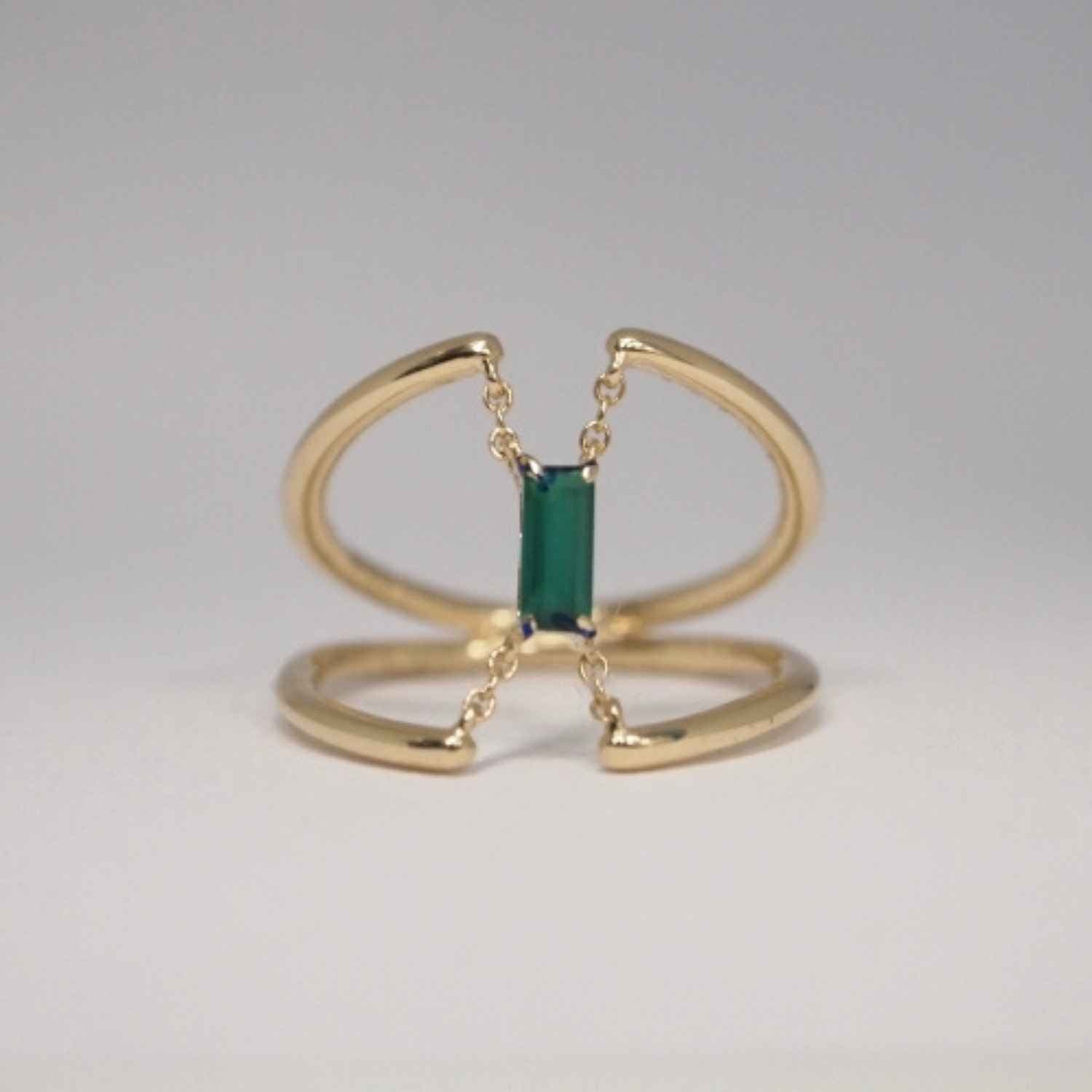 EVELYNE-M BAGUETTE | Green Onyx Trapeze - Ring - 18 Karat Gold