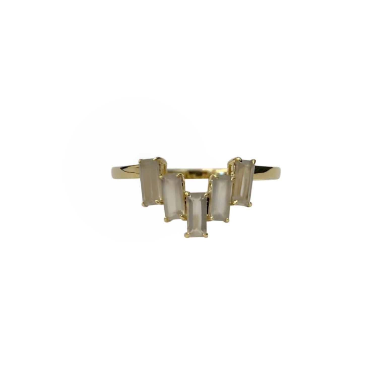 EVELYNE-M BAGUETTE | Grey Moonstone Five - Ring - 18 Karat Gold