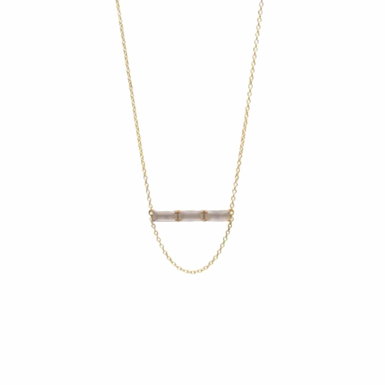 EVELYNE-M 50-55cm BAGUETTE | Grey Moonstone Three - Necklace - 18 Karat Gold