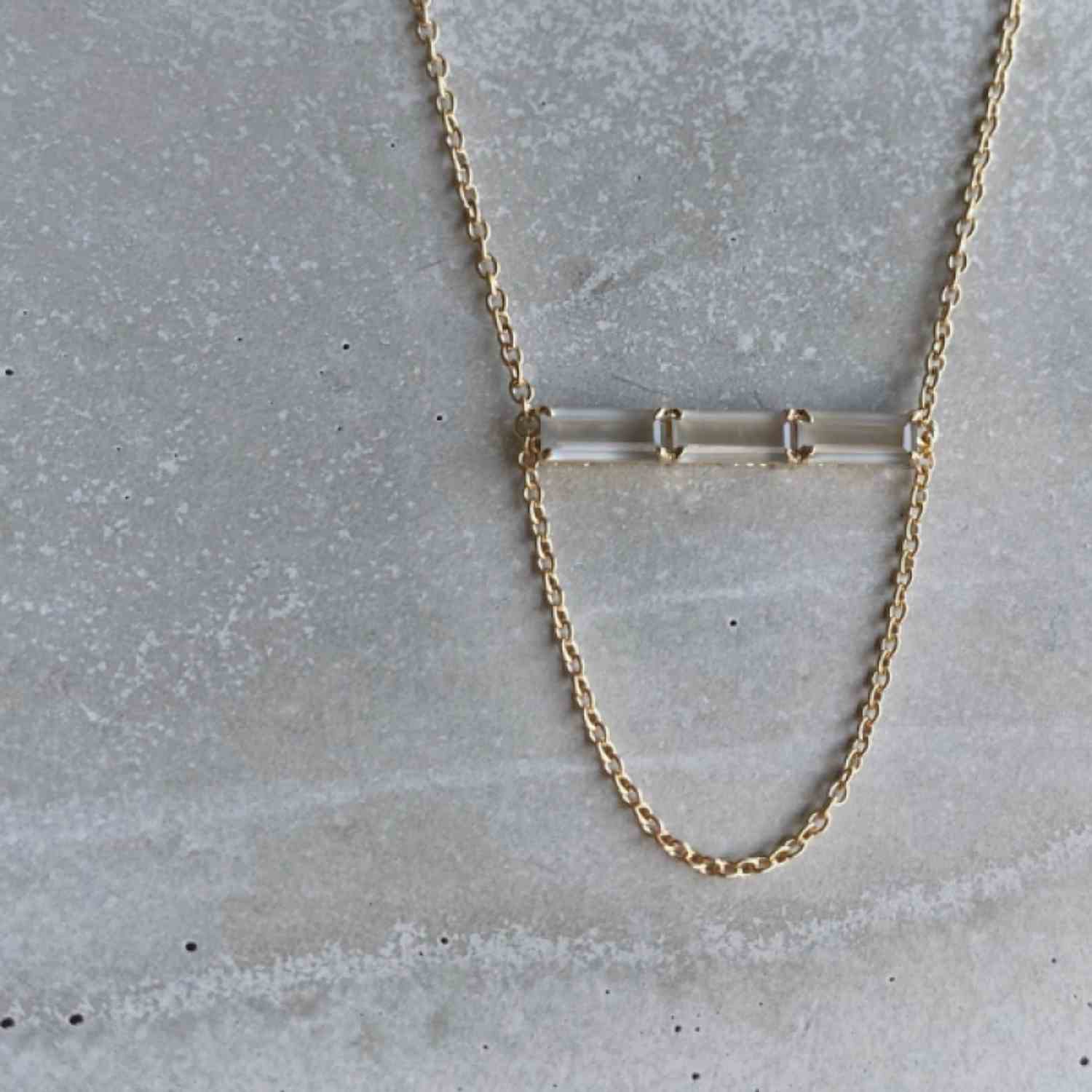 EVELYNE-M 50-55cm BAGUETTE | Grey Moonstone Three - Necklace - 18 Karat Gold