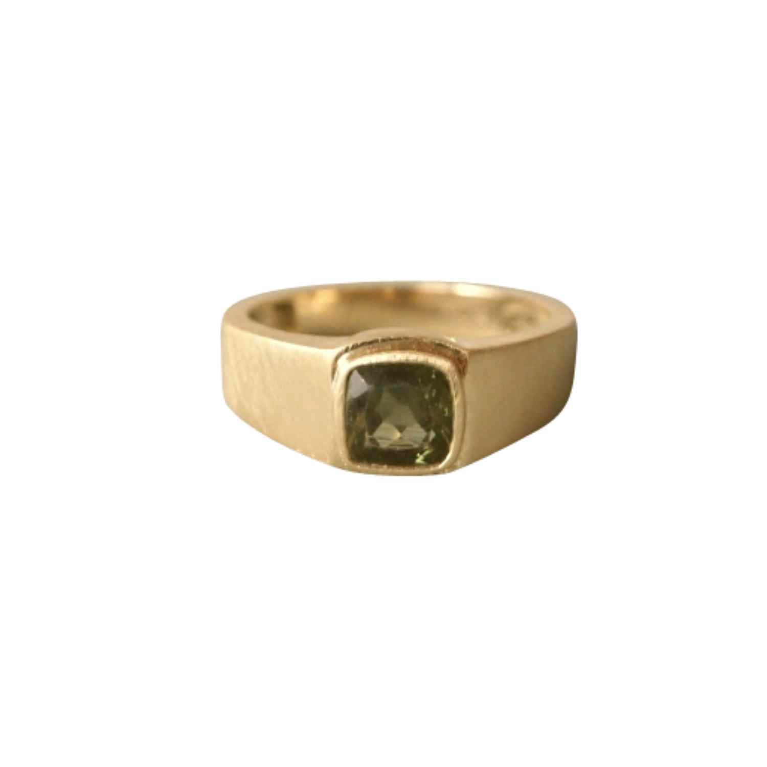EVELYNE-M BAGUETTE | Moldavite - Ring - 18 Karat Gold