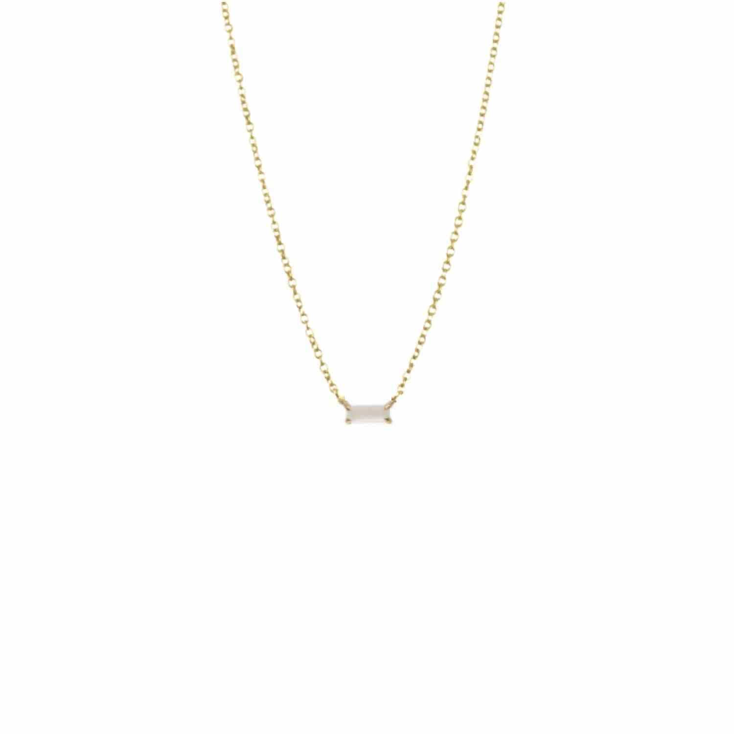 EVELYNE-M 40-45cm BAGUETTE | Paper Moonstone One - Necklace - 18 Karat Gold