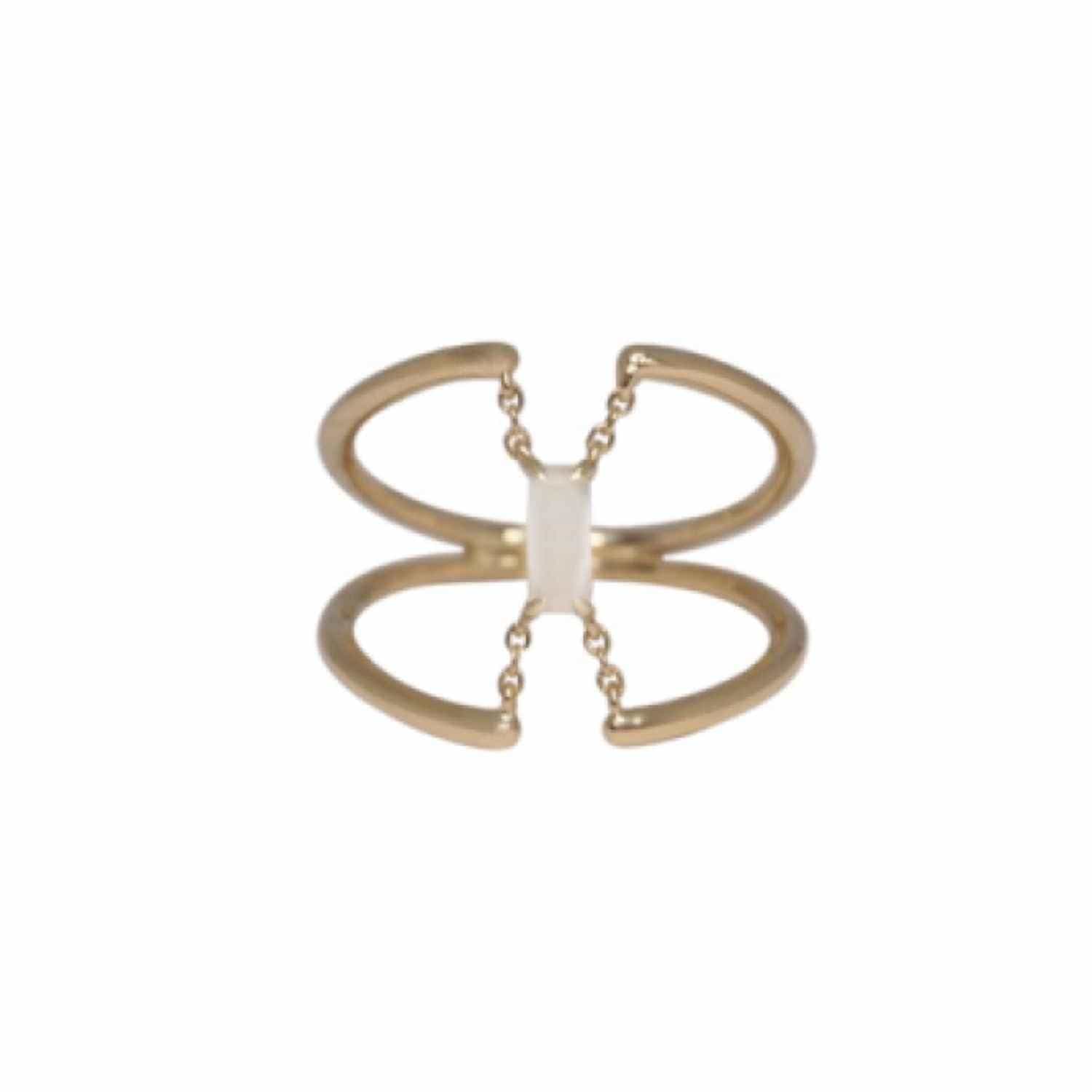 EVELYNE-M BAGUETTE | Paper Moonstone Trapeze - Ring - 18 Karat Gold