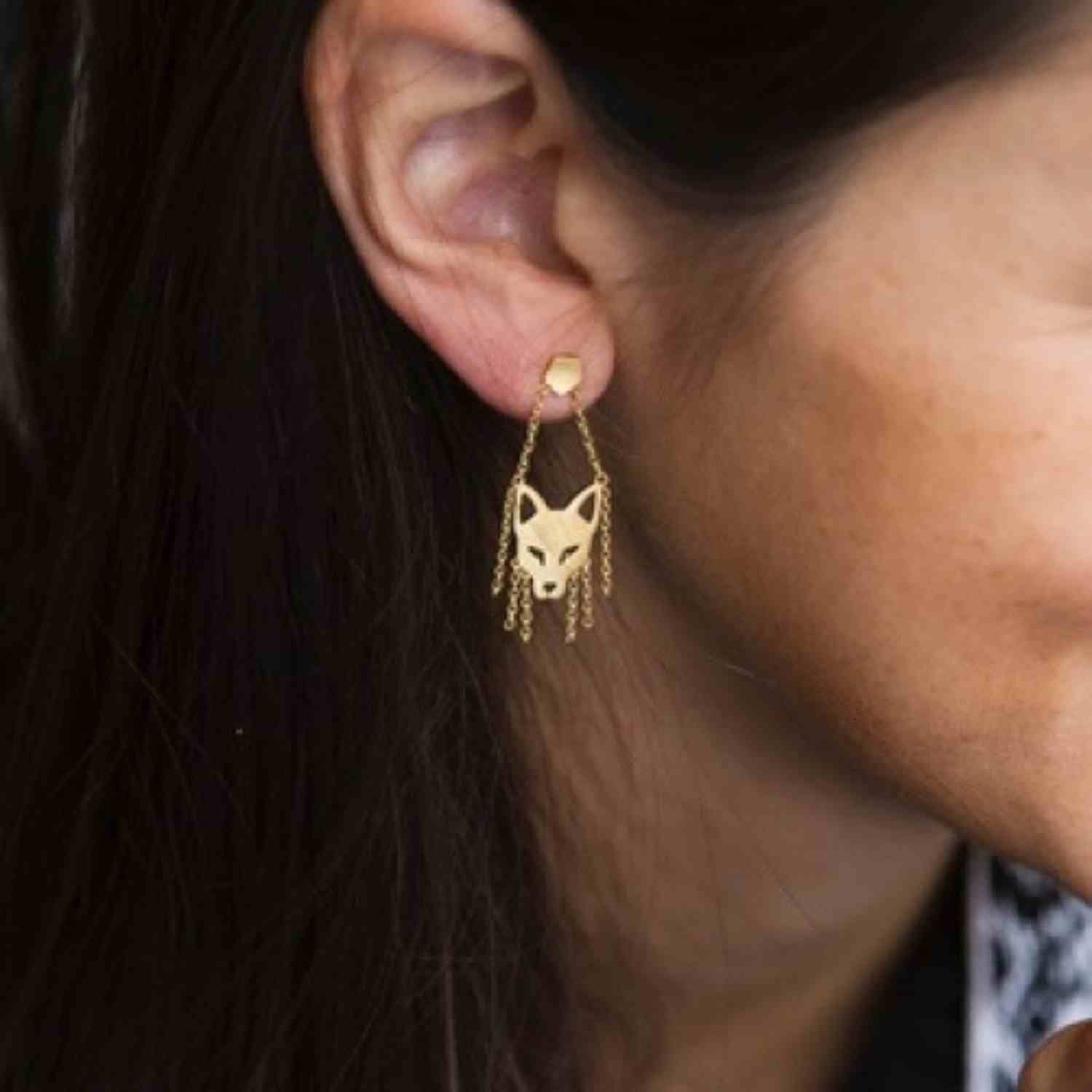 EVELYNE-M CITYFOX | Head Trapeze - Stud Earring - Gold