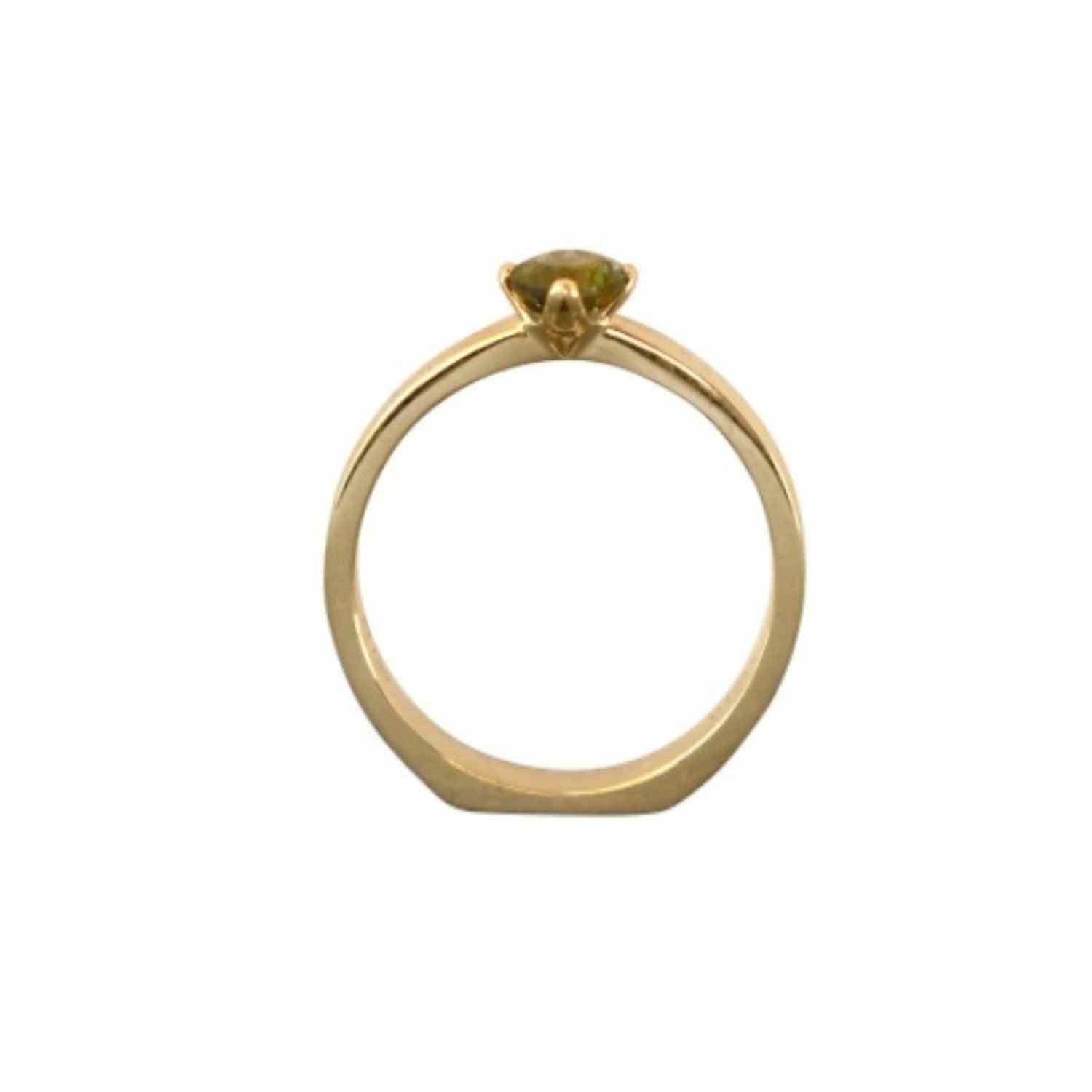 EVELYNE-M CITYFOX | Moldavite Solitaire - Ring - 18 Karat Gold