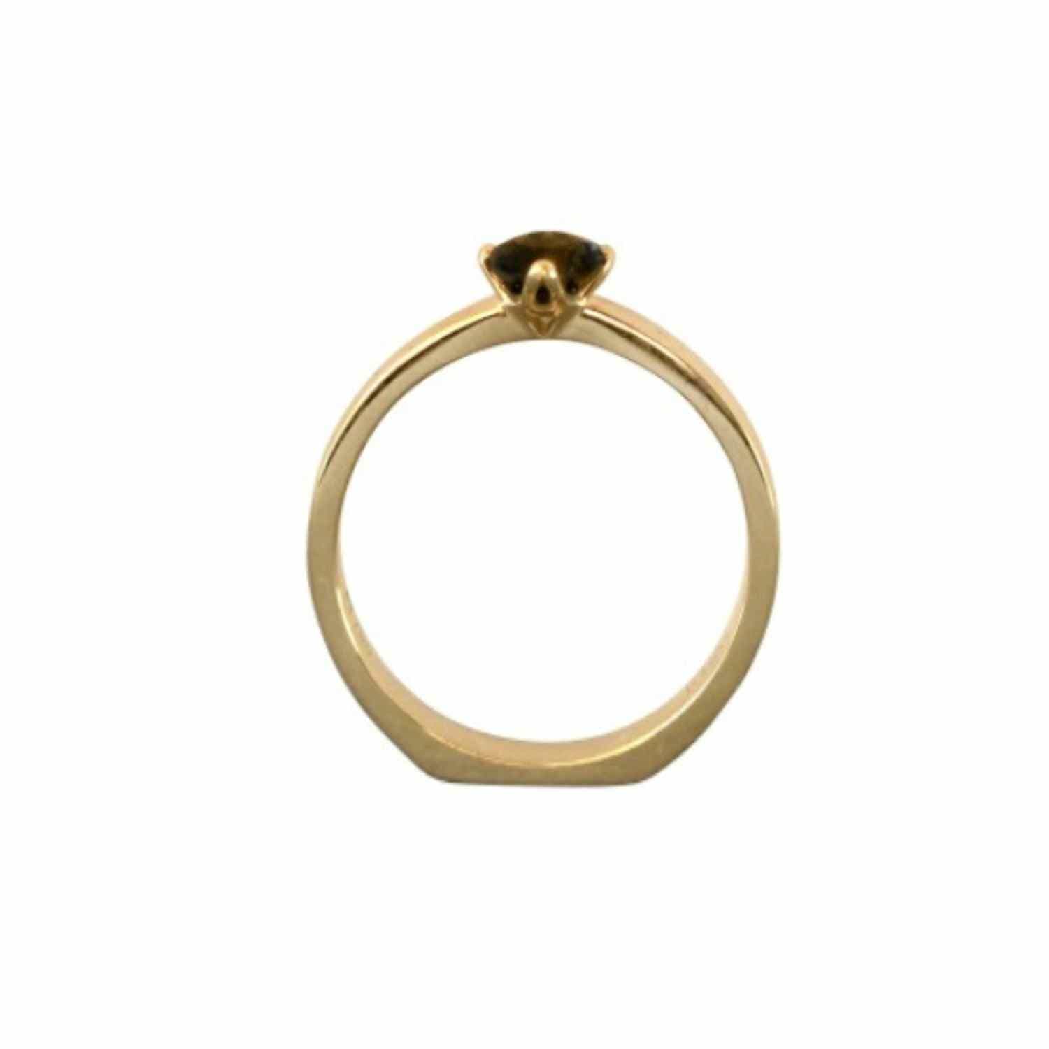 EVELYNE-M CITYFOX | Smokyquartz Solitaire - Ring - 18 Karat Gold
