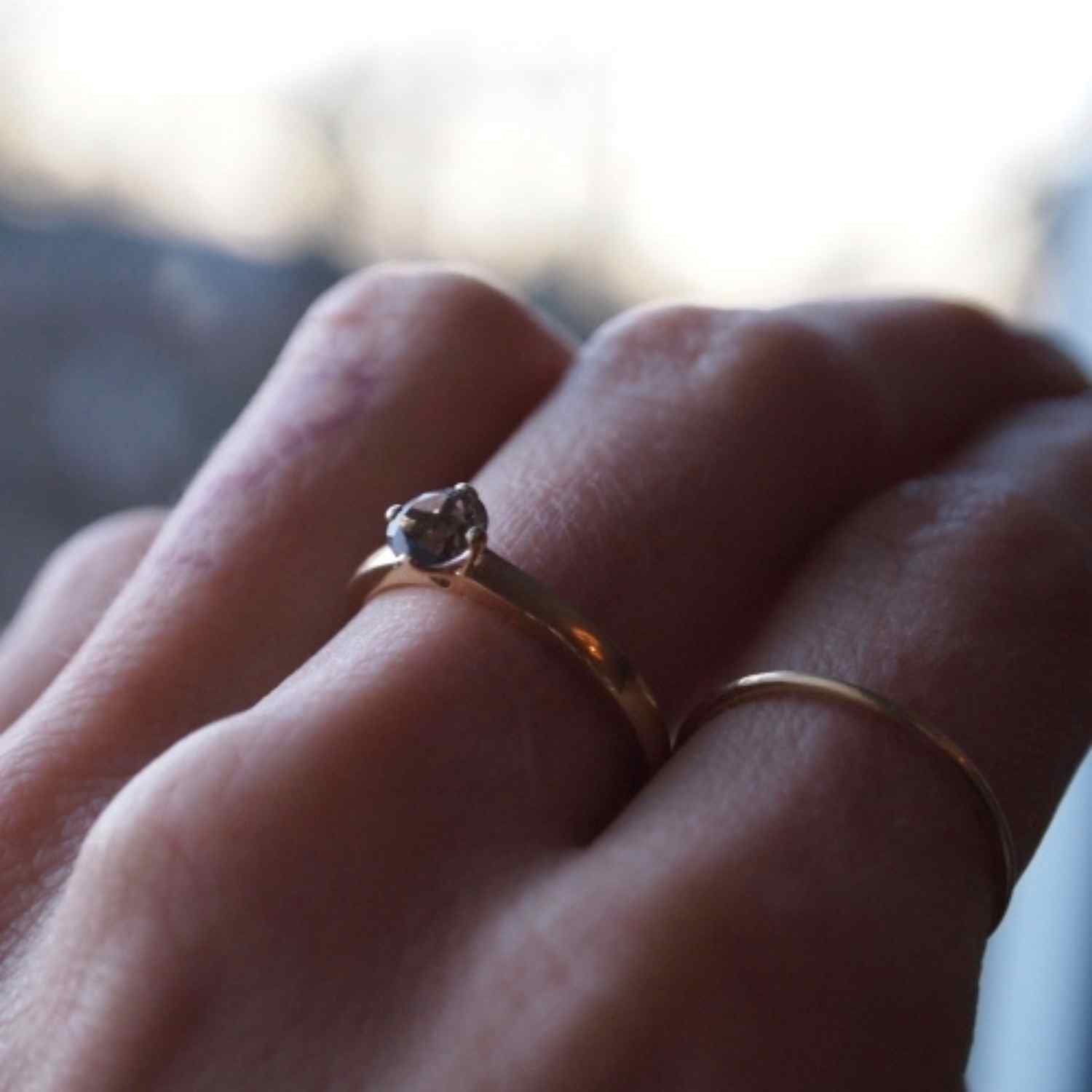 EVELYNE-M CITYFOX | Smokyquartz Solitaire - Ring - 18 Karat Gold