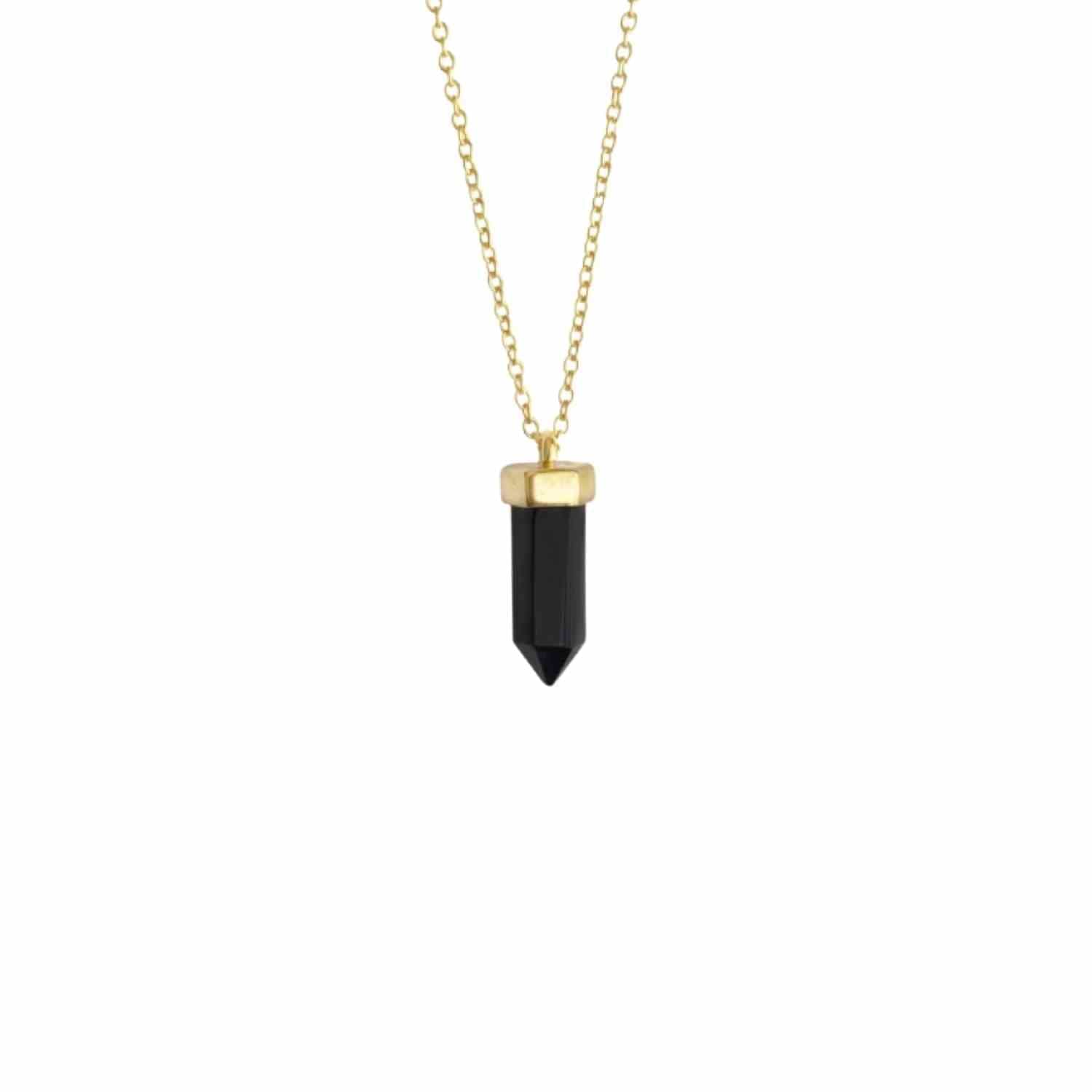 EVELYNE-M CLEOMETRA | Hexagon Obelisk Onyx Short - Necklace - Gold