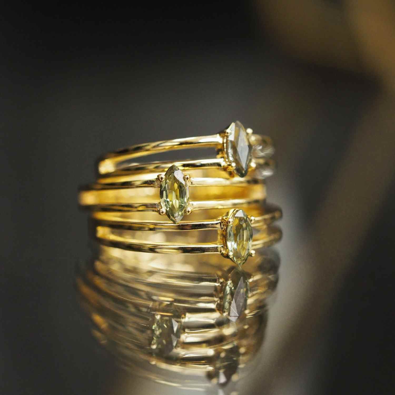 EVELYNE-M CLEOMETRA | Marquise Green Sapphire Tanzania - Ring - 18 Karat Gold (LIMITED EDITION)
