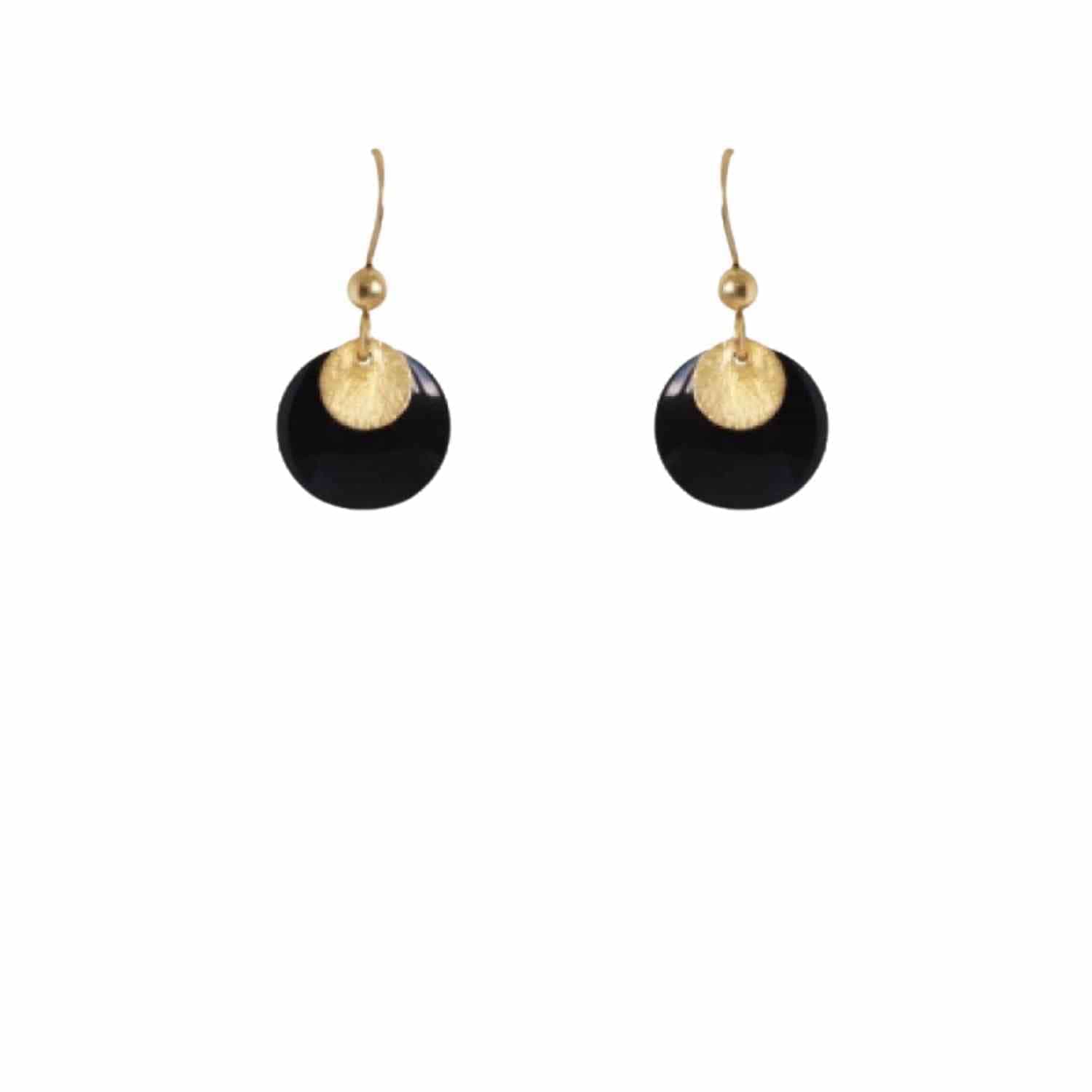 EVELYNE-M Paar / Black COSMIC SPOT | Enamel Midi Color/Sunbeam - Earring - Gold