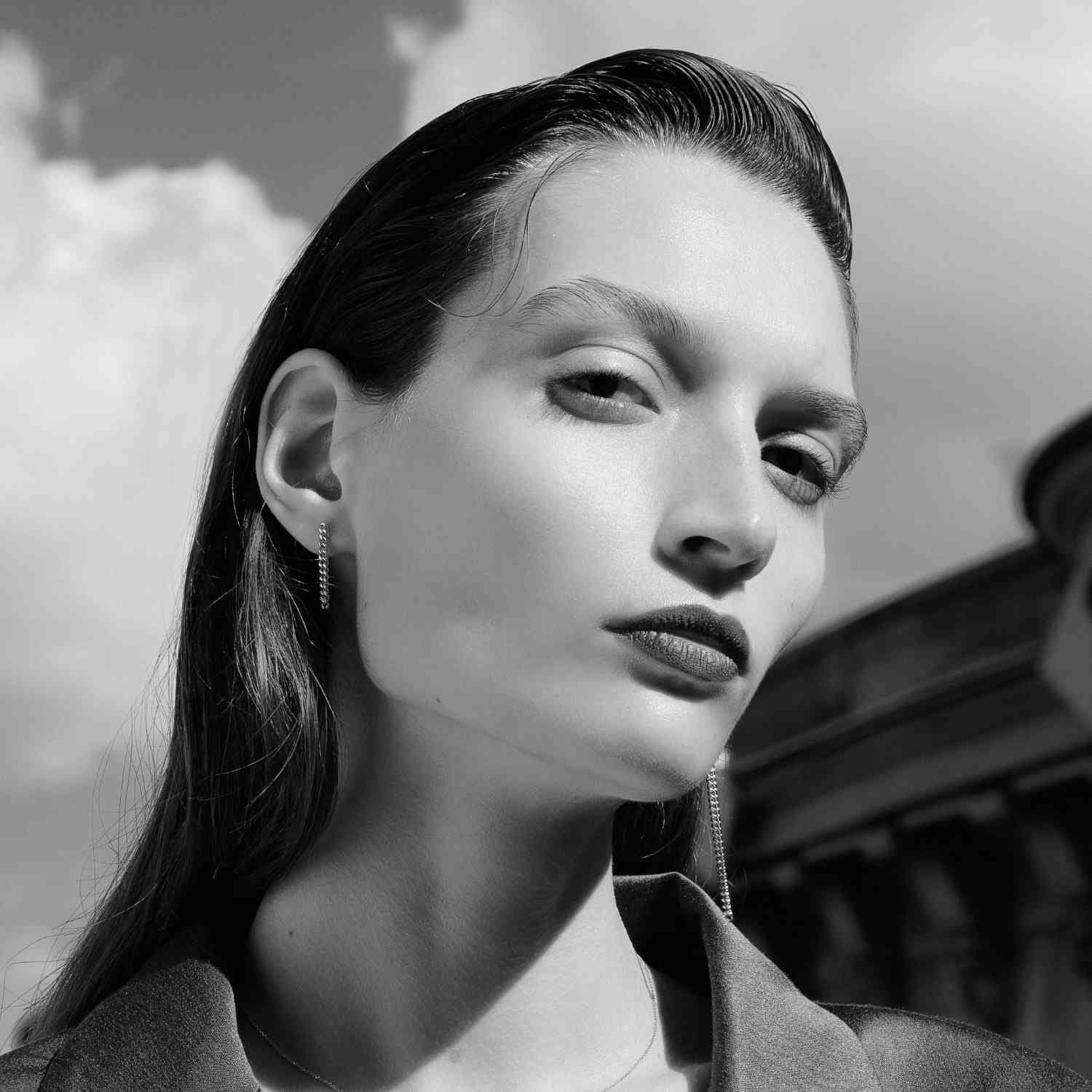 EVELYNE-M CURB | Classic Maxi - Stud Earring - Silver