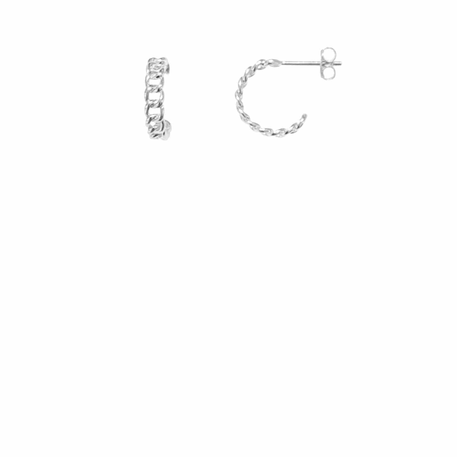 EVELYNE-M CURB | Classic - Stud Huggie Creole - Silver