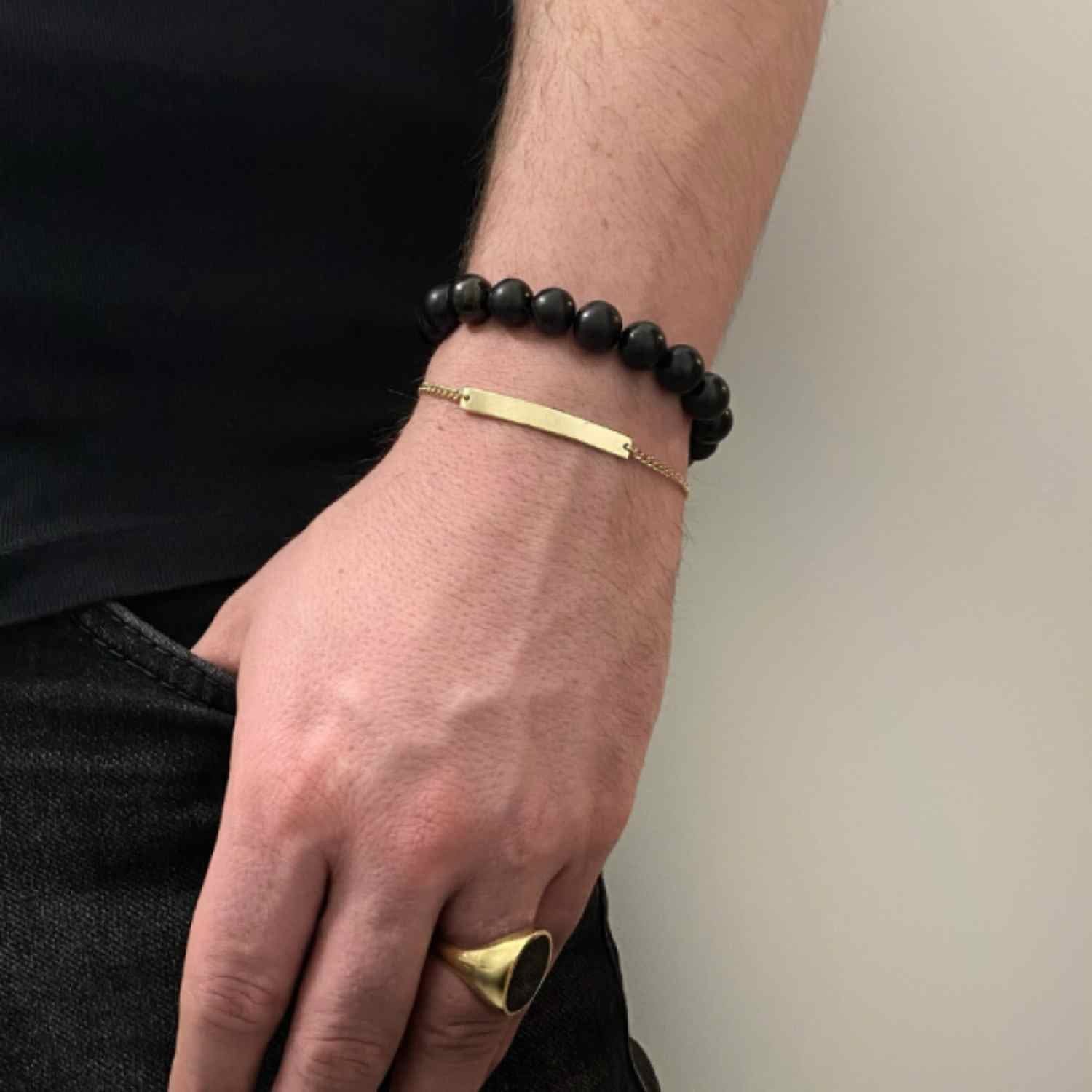 EVELYNE-M CURB | Plaque Slim Long - Bracelet - Gold