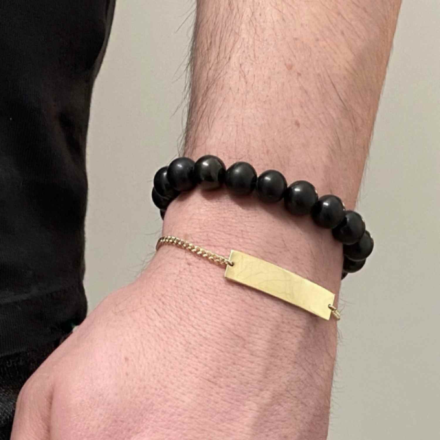 EVELYNE-M CURB | Plaque Wide Long - Bracelet - Gold
