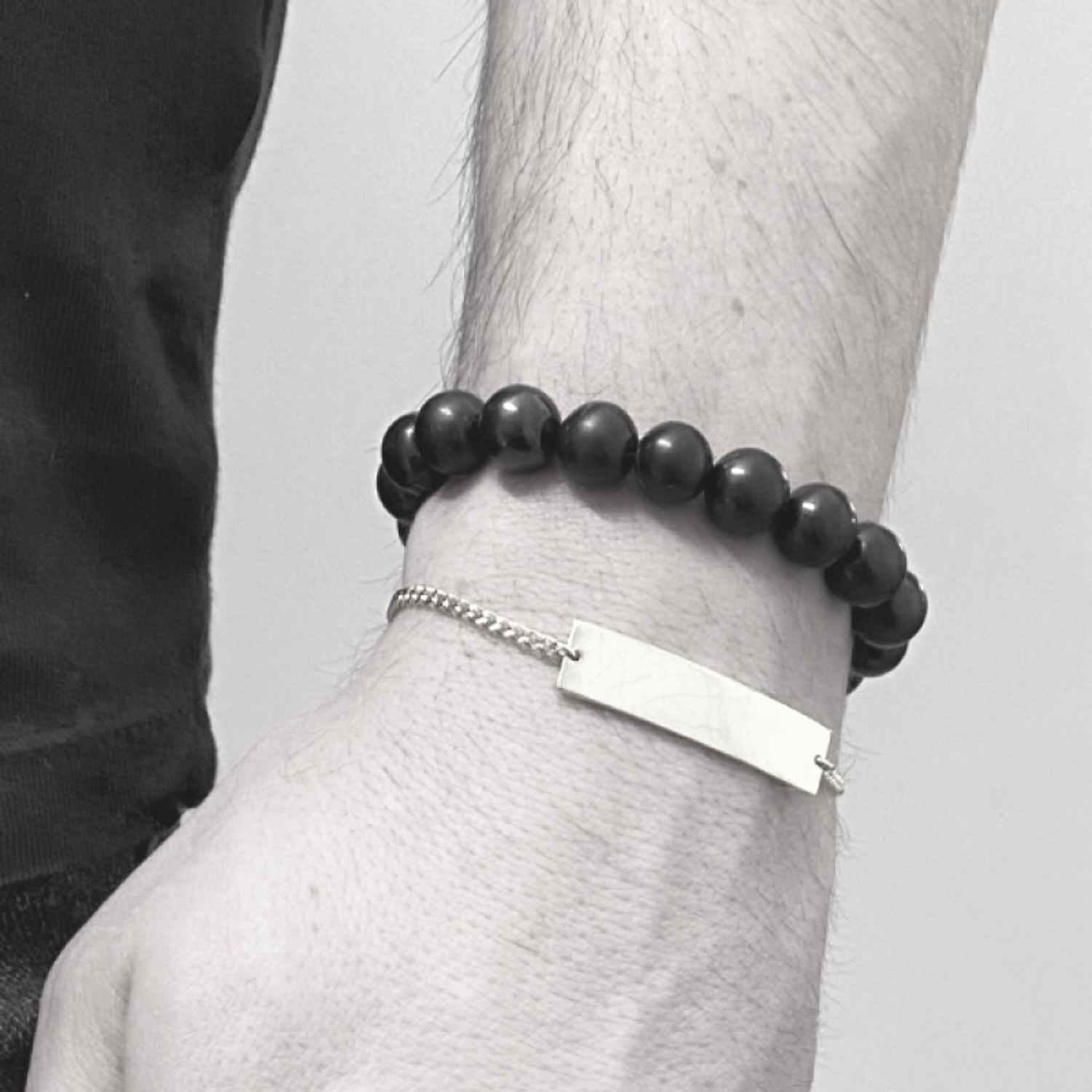 EVELYNE-M CURB | Plaque Wide Long - Bracelet - Silver