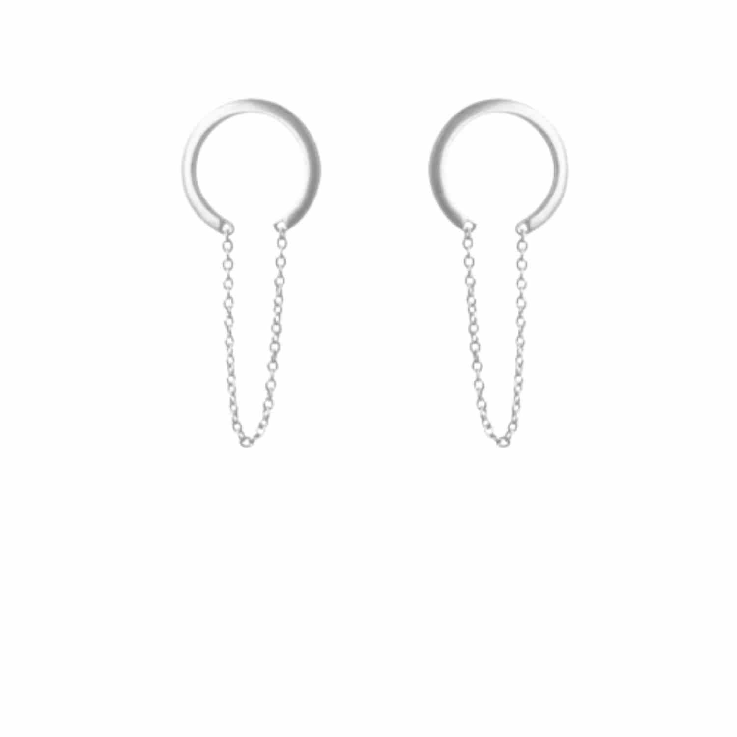 EVELYNE-M CURVACEOUS | Crescent Tusk Chaining - Stud Earring - Silver