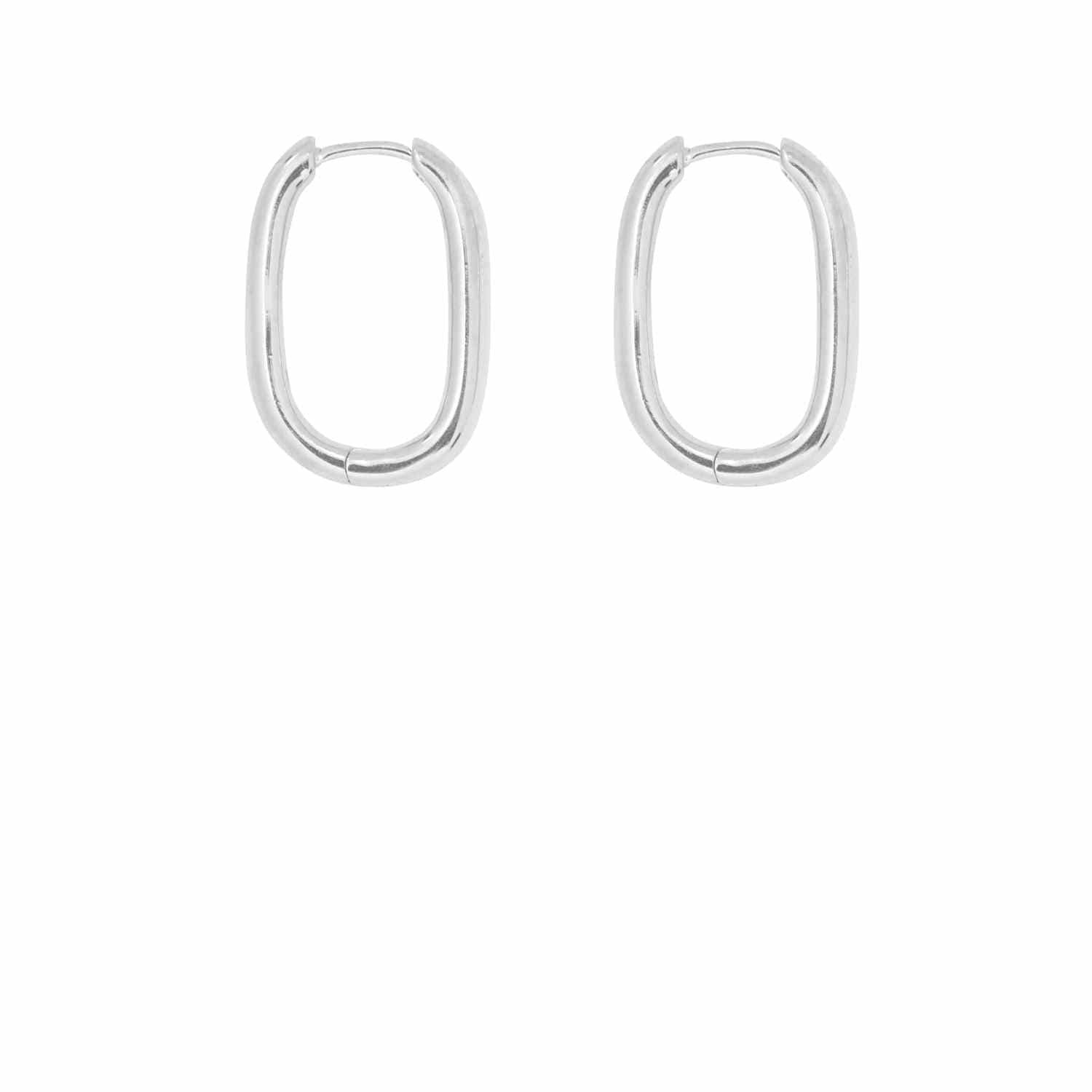 EVELYNE-M ELONGATED | Paperclip Bold Medium - Creole Hoop - Silver