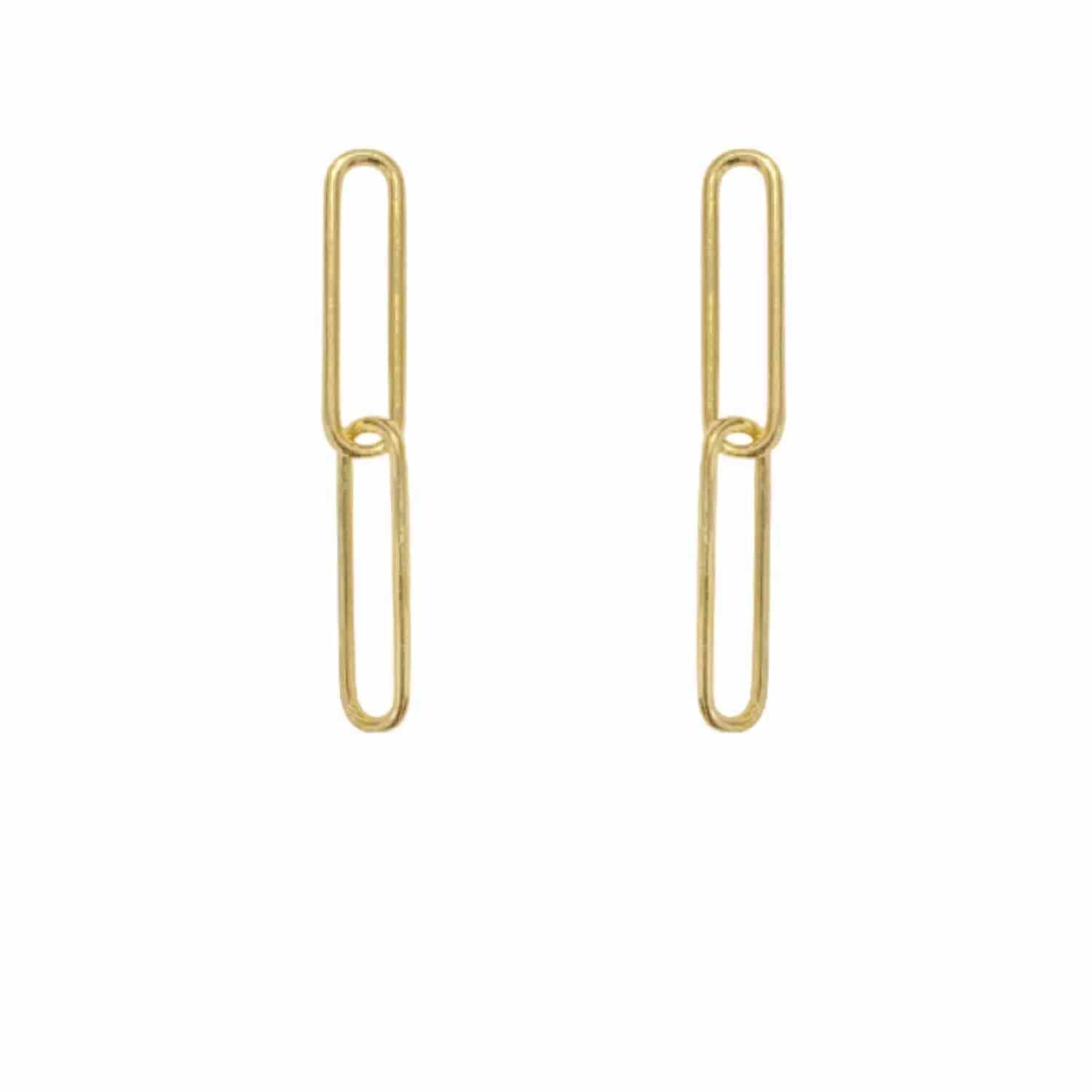 EVELYNE-M ELONGATED | Paperclip Heavy - Stud Earring - Gold
