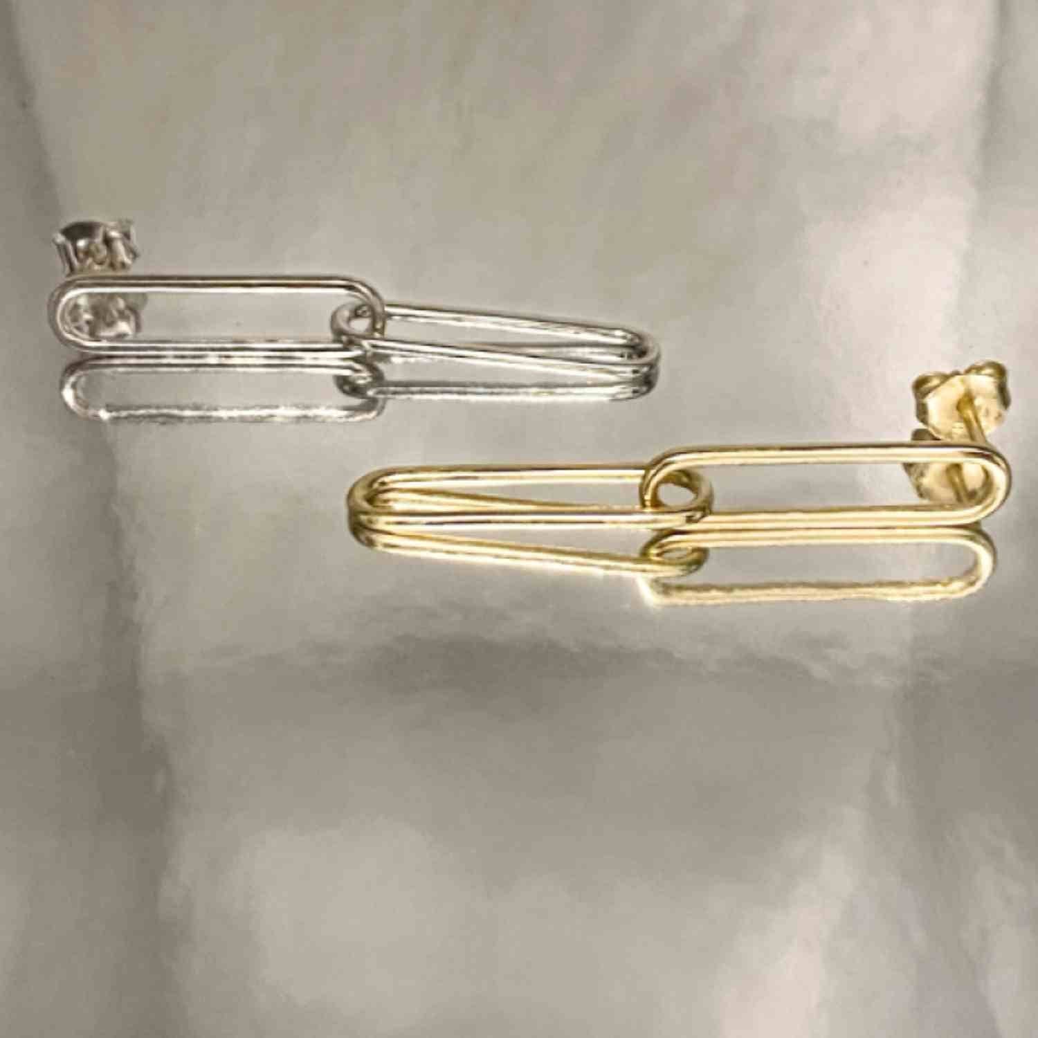 EVELYNE-M ELONGATED | Paperclip Heavy - Stud Earring - Silver