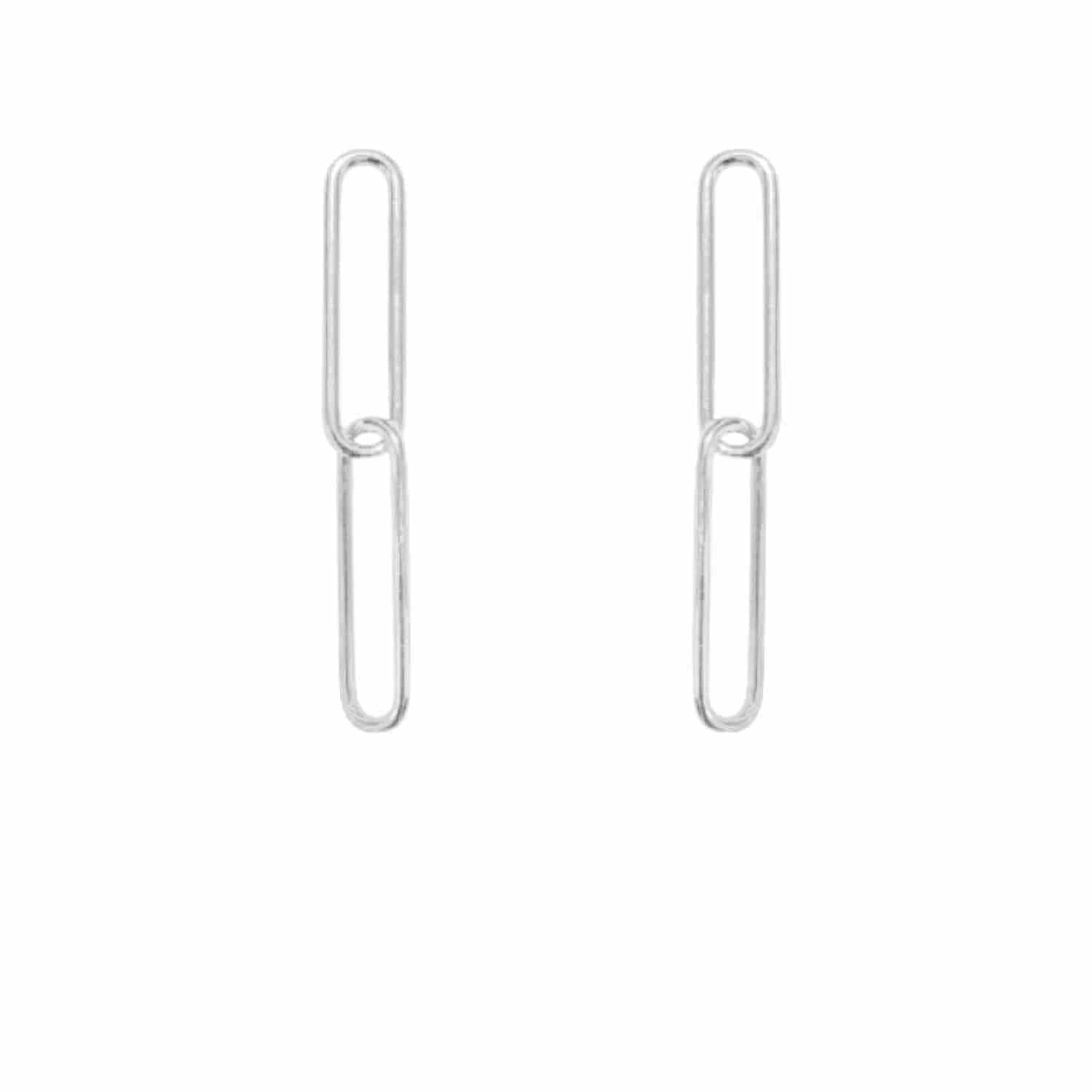 EVELYNE-M ELONGATED | Paperclip Heavy - Stud Earring - Silver