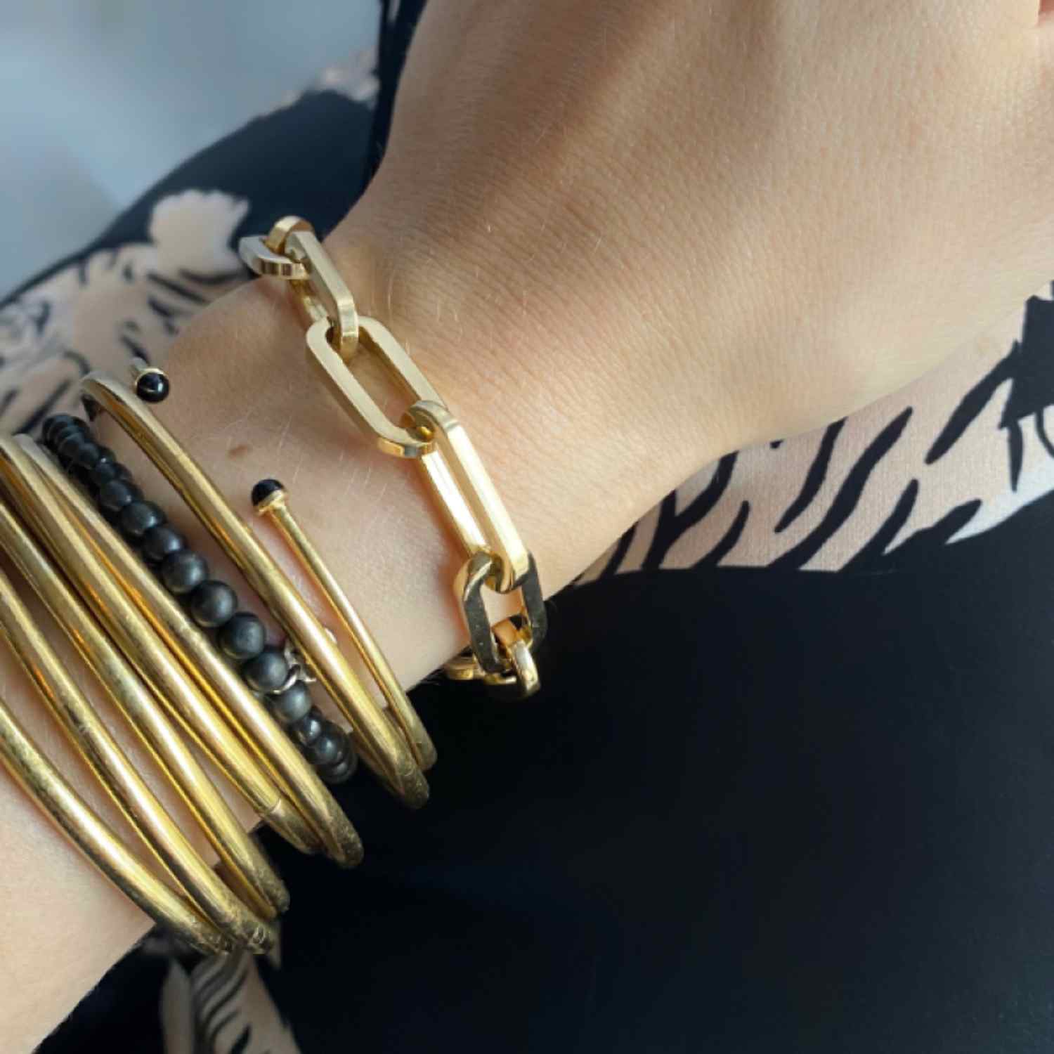 EVELYNE-M ELONGATED | Paperclip Ultra - Bracelet - 18 Karat Gold