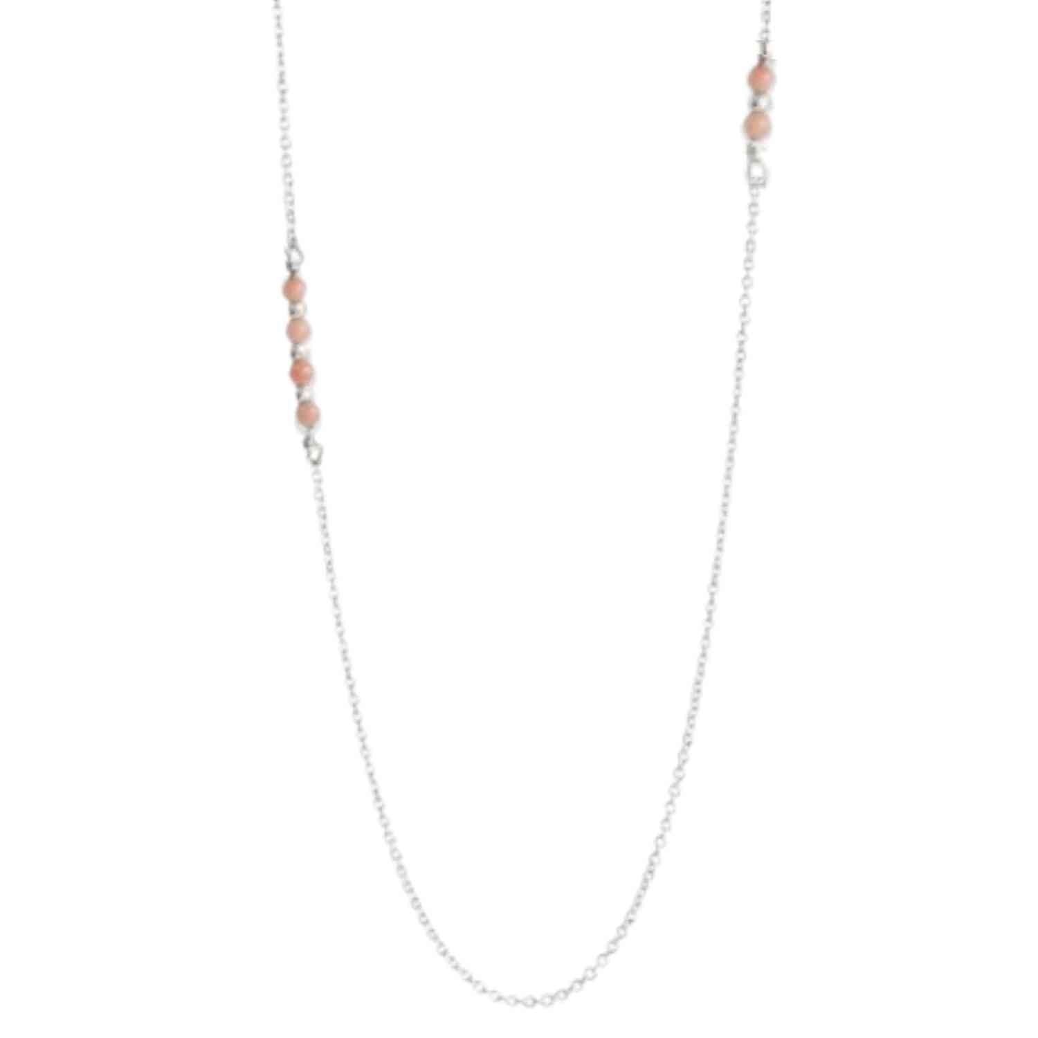 EVELYNE-M 63cm LUNAMOTION | Peach Coral Long Sphere - Necklace - Silver