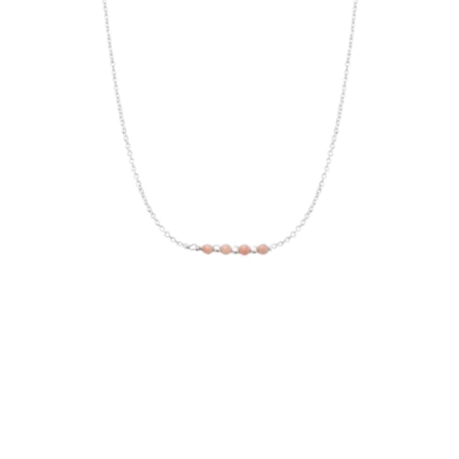 EVELYNE-M 40cm LUNAMOTION | Peach Coral Short Sphere - Necklace - Silver