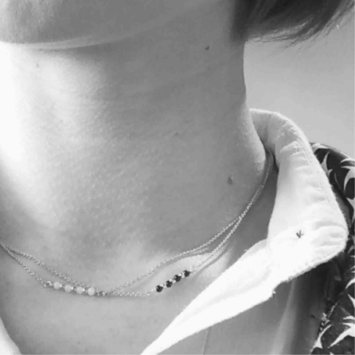 EVELYNE-M 40cm LUNAMOTION | Peach Coral Short Sphere - Necklace - Silver
