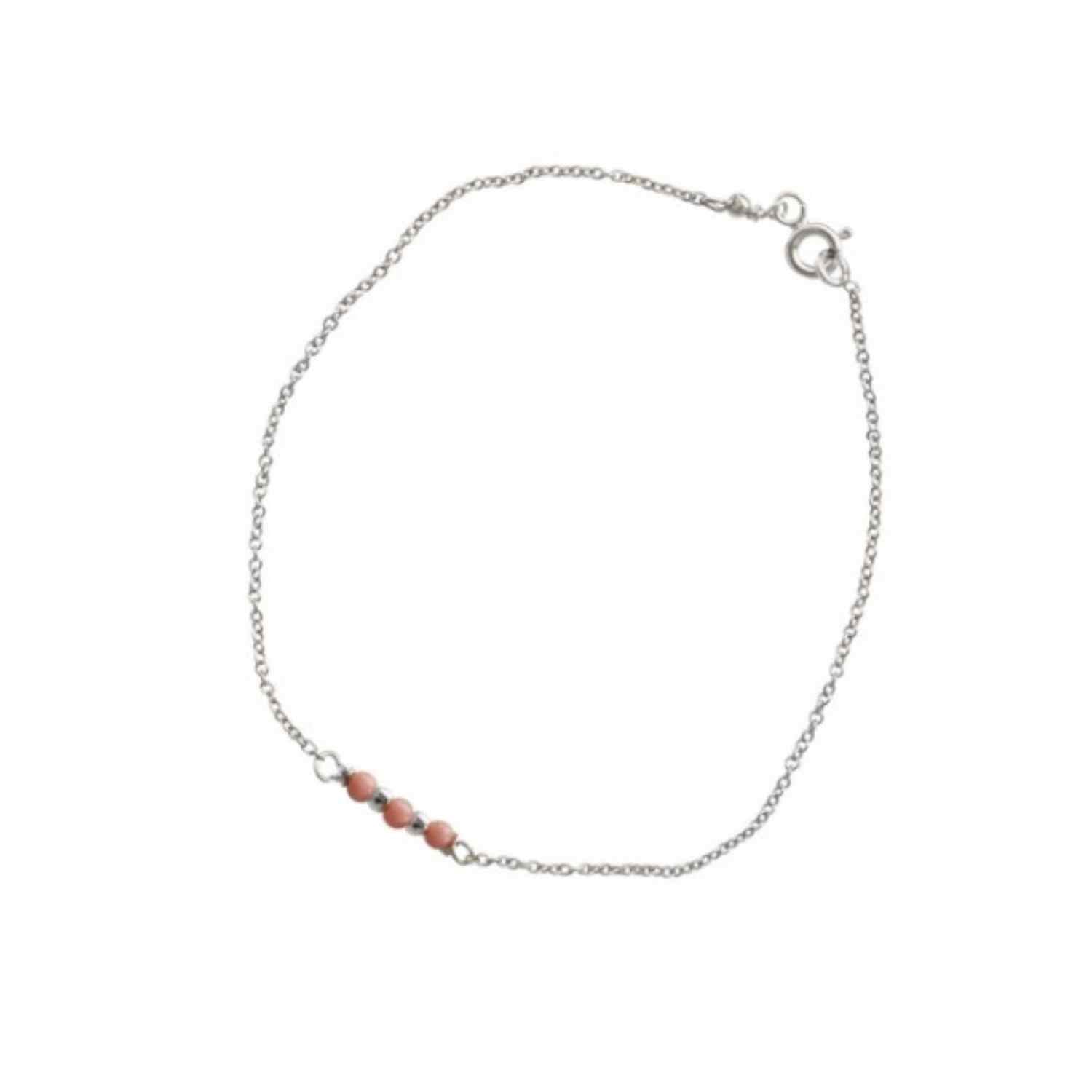 EVELYNE-M LUNAMOTION | Peach Coral Sphere - Bracelet - Silver