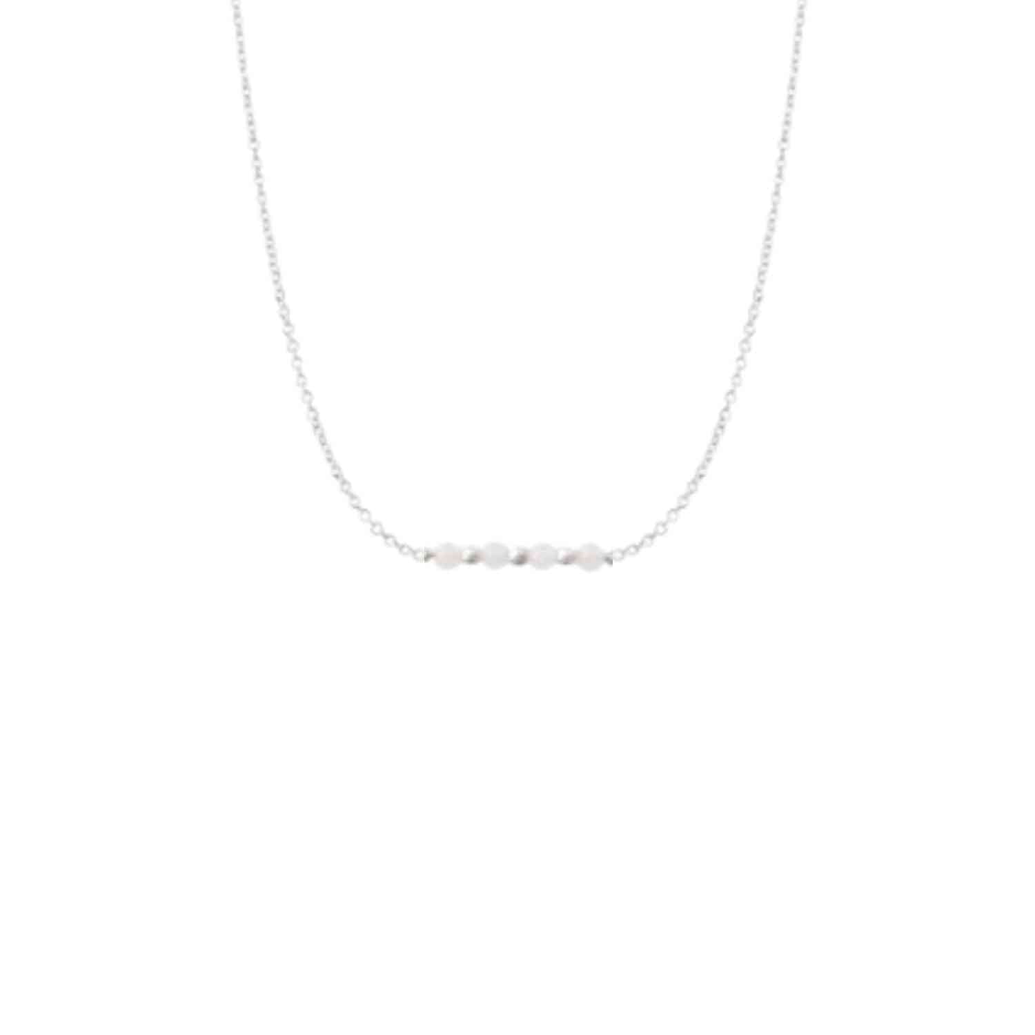 EVELYNE-M 40cm LUNAMOTION | White Jade Short Sphere - Necklace - Silver