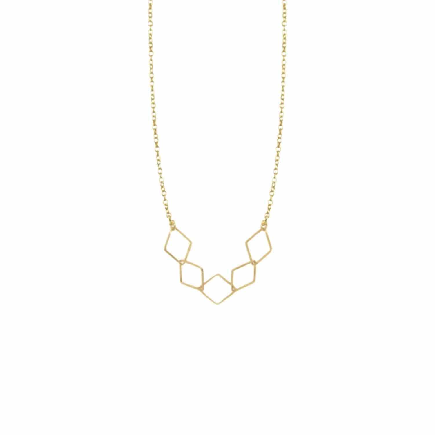 EVELYNE-M 50cm OPALIA | Rhombus Five - Necklace - Gold
