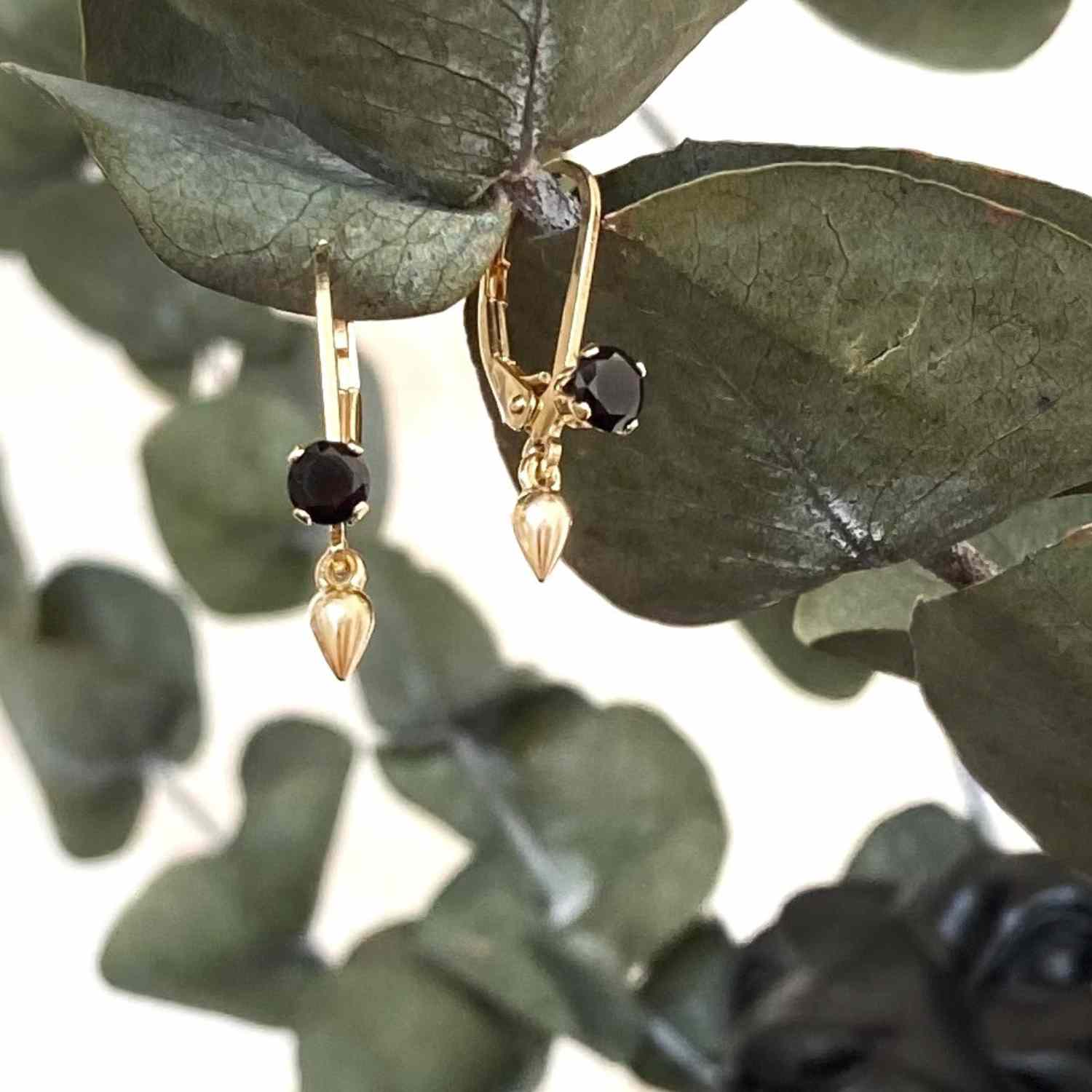EVELYNE-M Paar PANTHERA | Black Onyx Pendulum - Brisur Earring - Gold