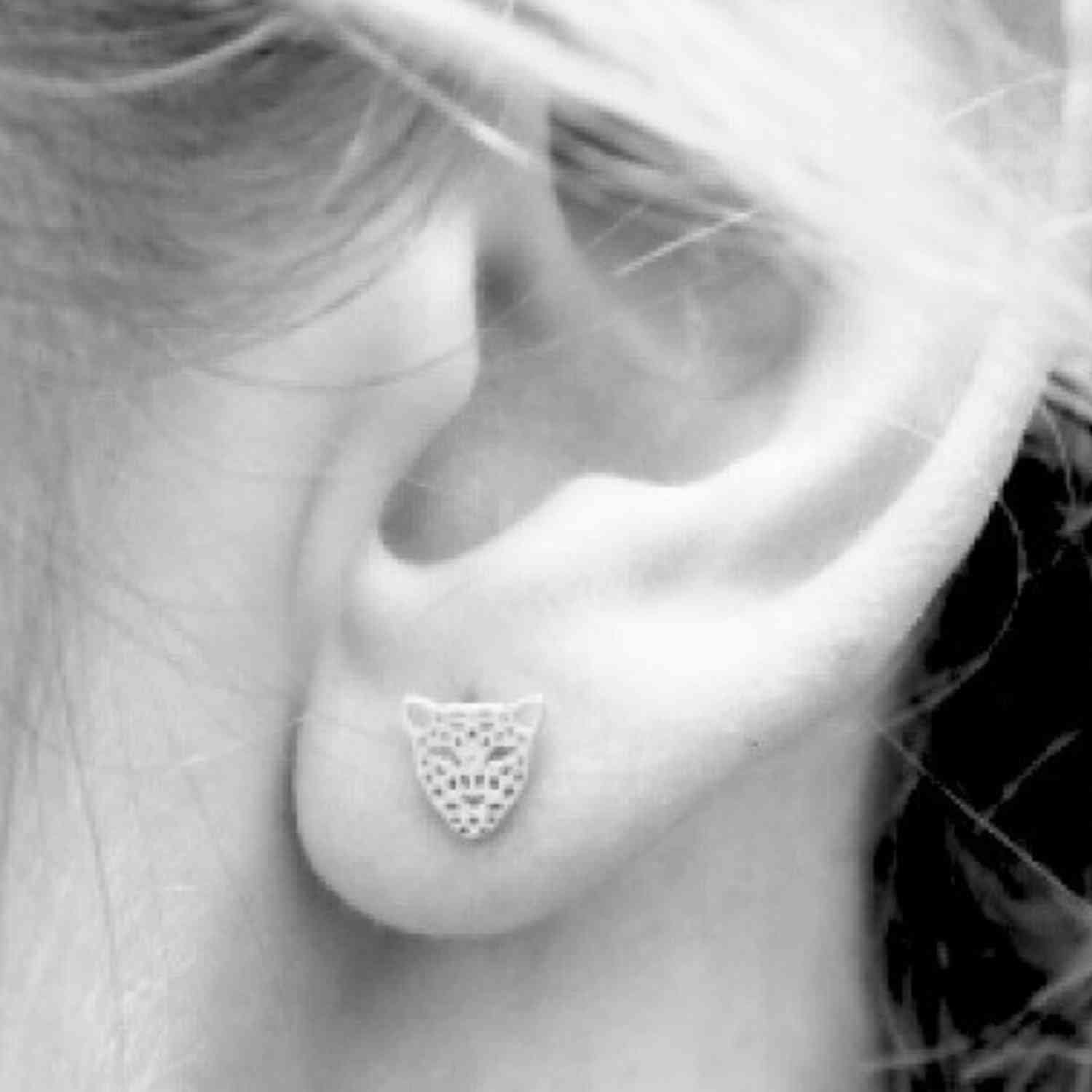 EVELYNE-M PANTHERA | Head Mini - Stud Earring - Ruthenium