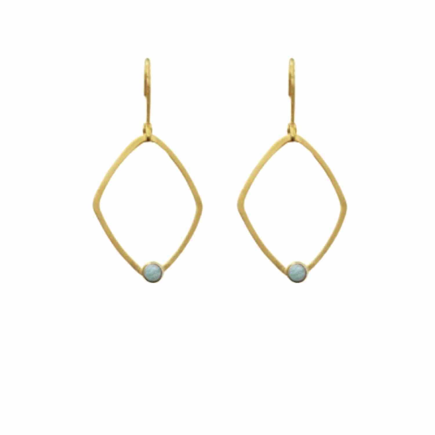 EVELYNE-M PETIT POINT | Amazonite Rhombus - Brisur Earring - Gold