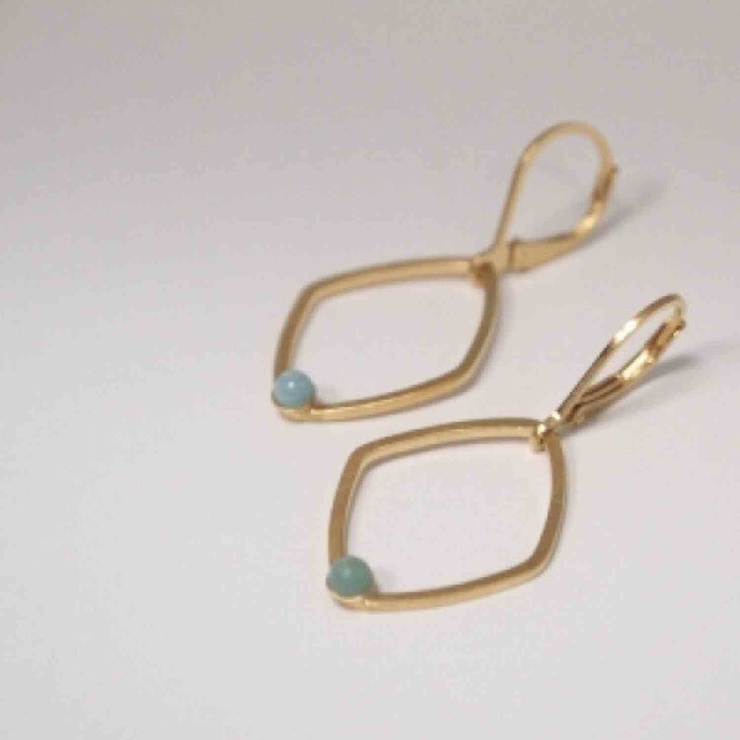EVELYNE-M PETIT POINT | Amazonite Rhombus - Brisur Earring - Gold
