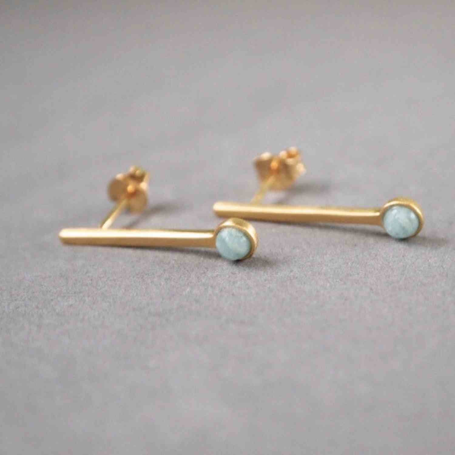EVELYNE-M PETIT POINT | Amazonite Sputnik I - Stud Earring - Gold