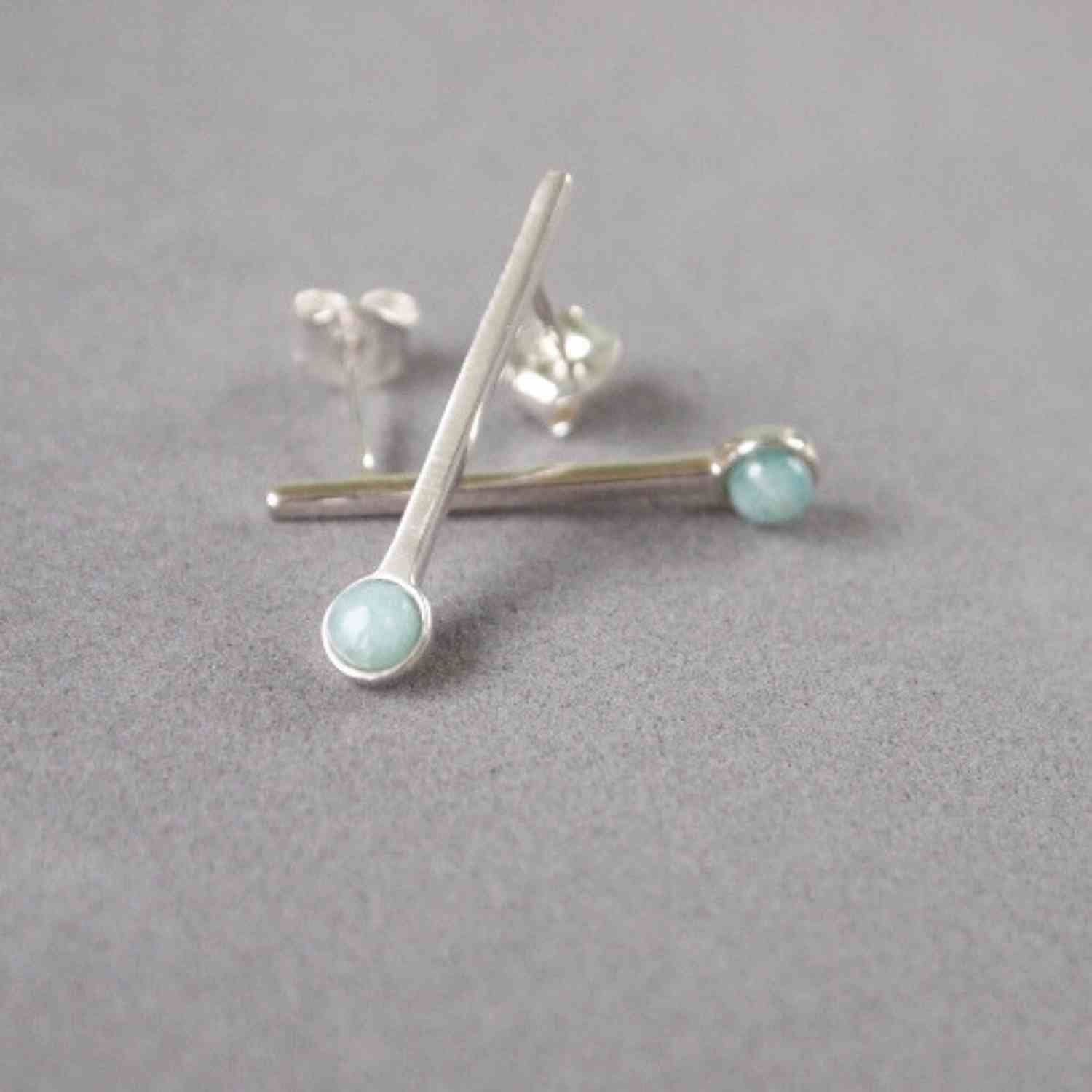EVELYNE-M PETIT POINT | Amazonite Sputnik I - Stud Earring - Silver