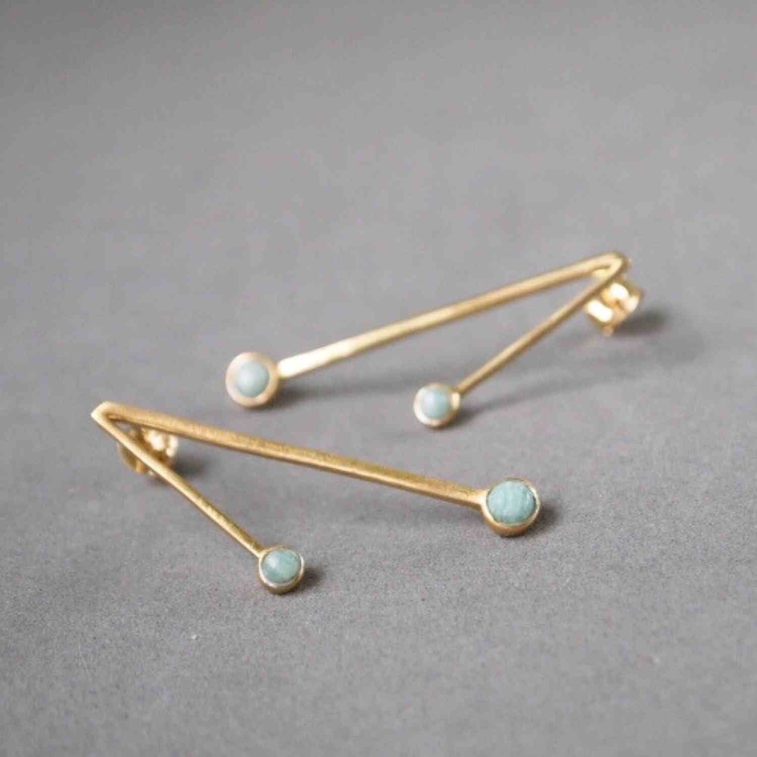 EVELYNE-M PETIT POINT | Amazonite Sputnik II - Stud Earring - Gold