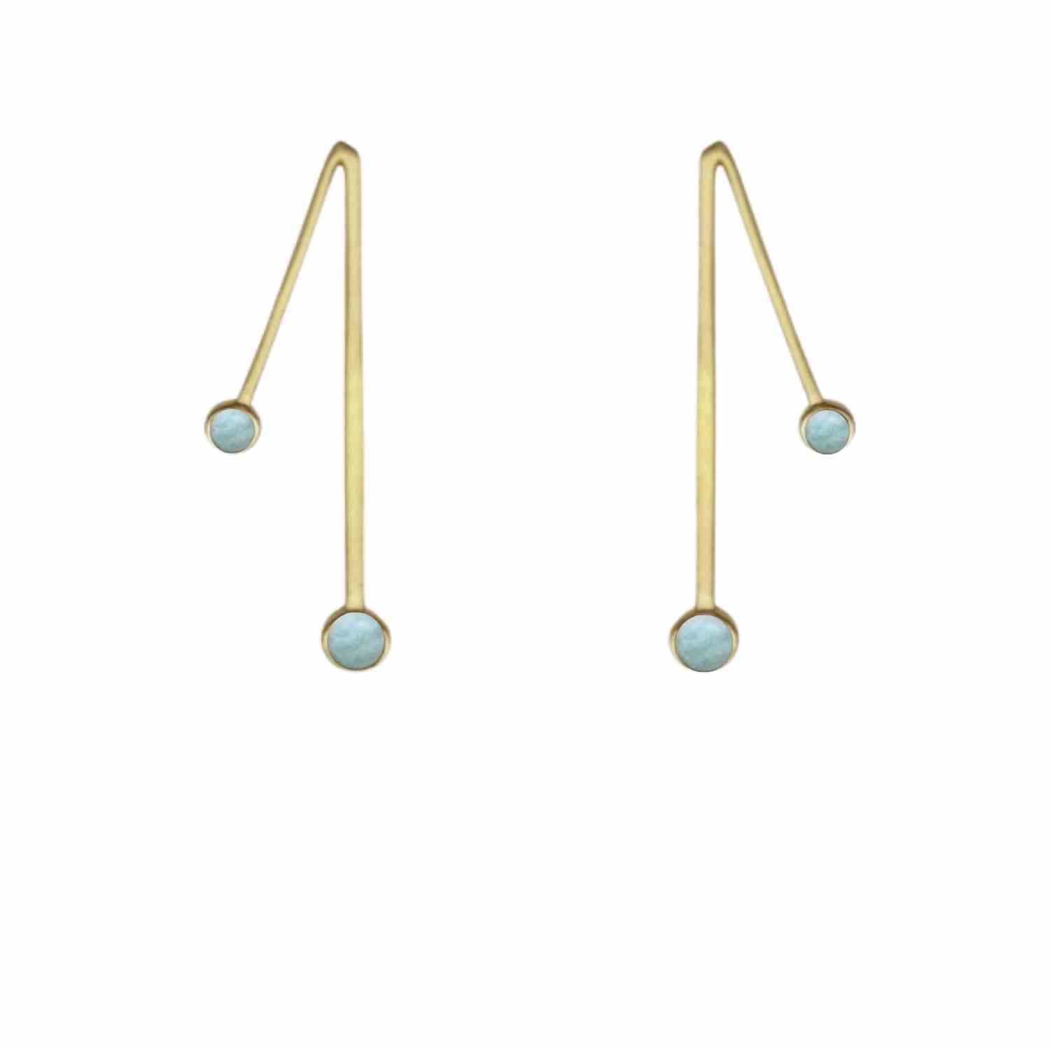 EVELYNE-M PETIT POINT | Amazonite Sputnik II - Stud Earring - Gold